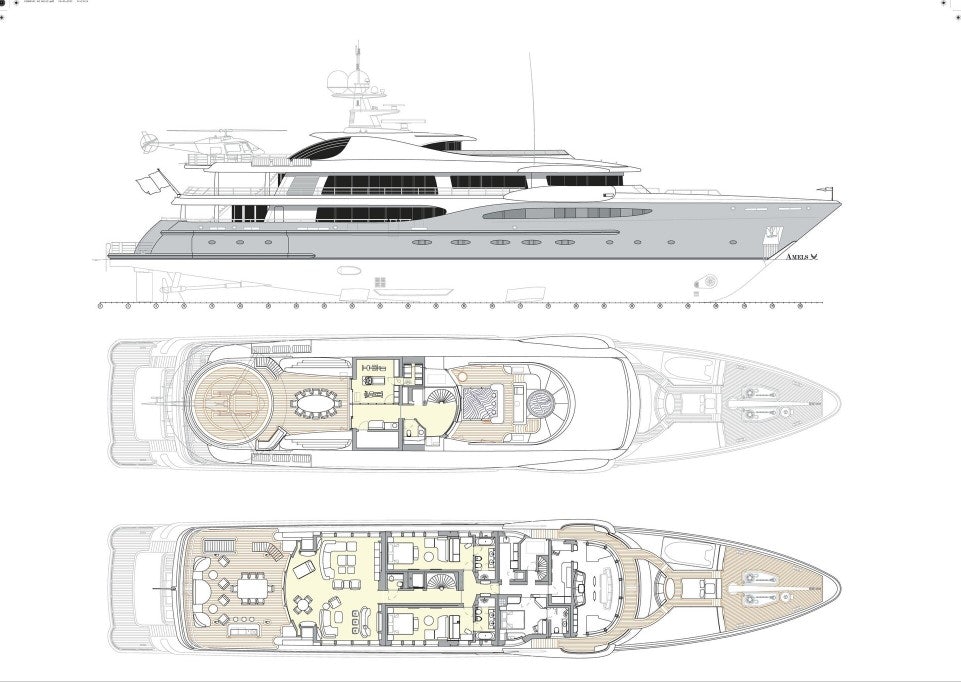 diagram, engineering drawing aboard VENTUM MARIS Yacht for Sale