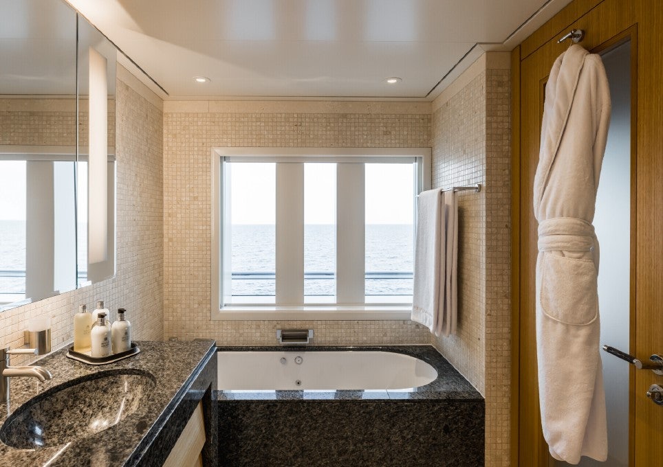 a bathroom with a large countertop aboard VENTUM MARIS Yacht for Sale