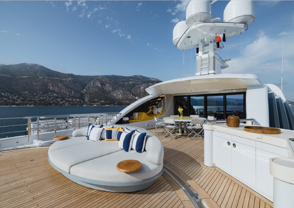 a boat on a deck aboard VENTUM MARIS Yacht for Sale