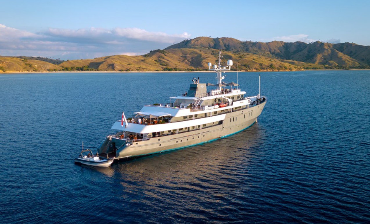 a boat on the water aboard AQUA BLU Yacht for Charter