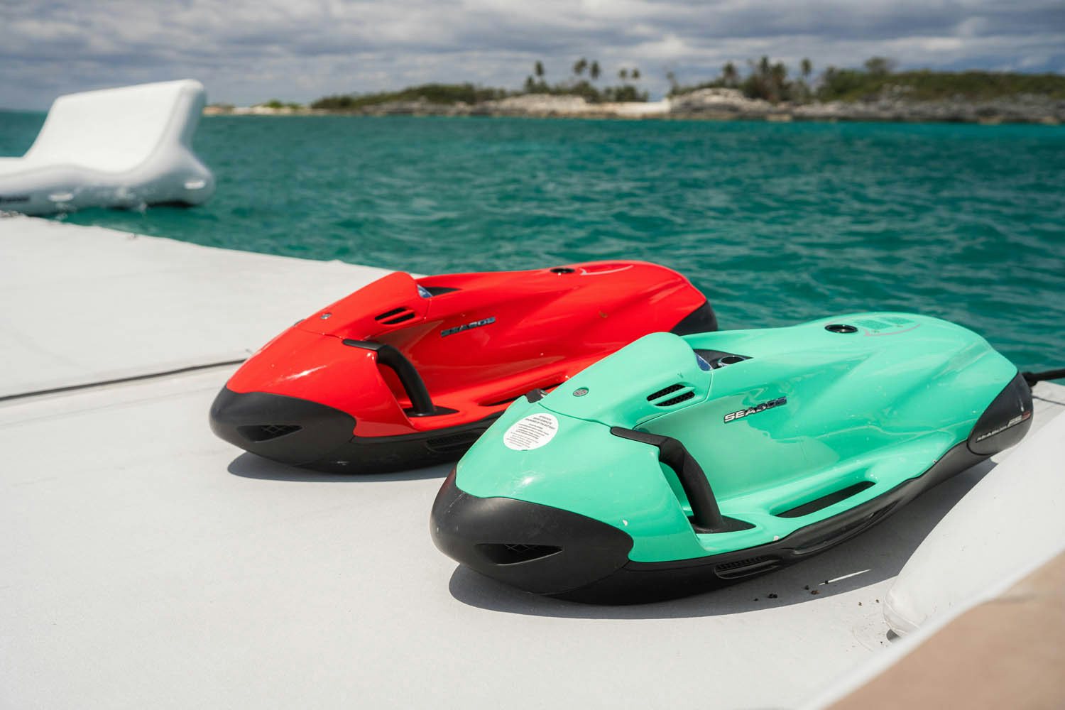 a couple of kayaks on a beach aboard NICOLE EVELYN Yacht for Charter