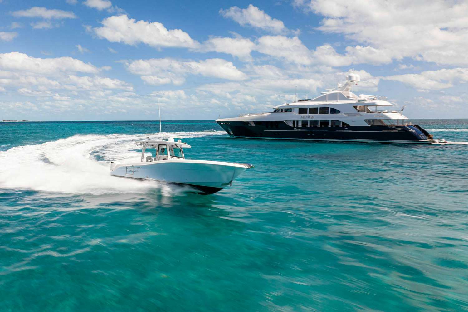 a boat on the water aboard NICOLE EVELYN Yacht for Charter