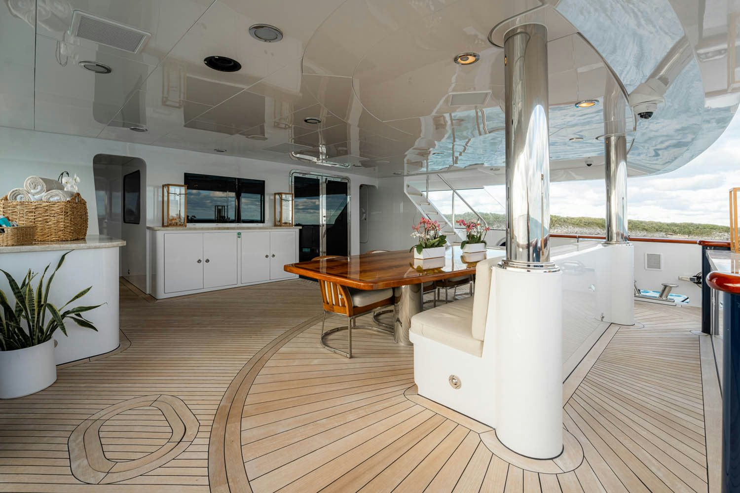 a large white room with a large white object in it aboard NICOLE EVELYN Yacht for Charter