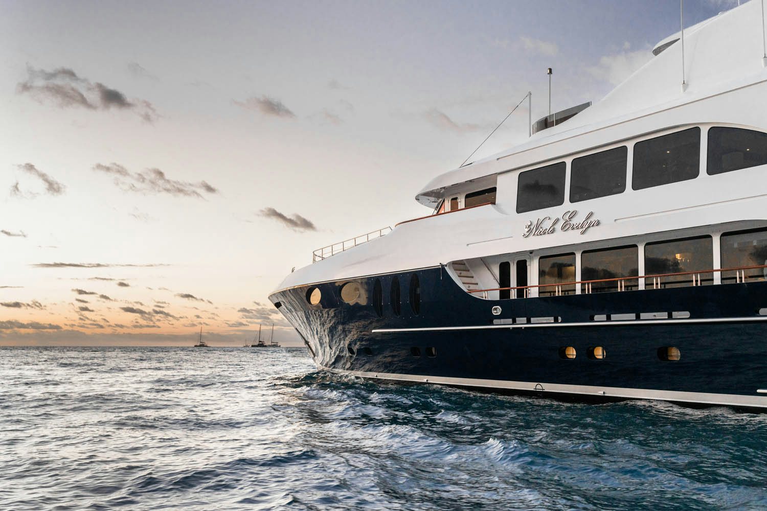 a boat on the water aboard NICOLE EVELYN Yacht for Charter