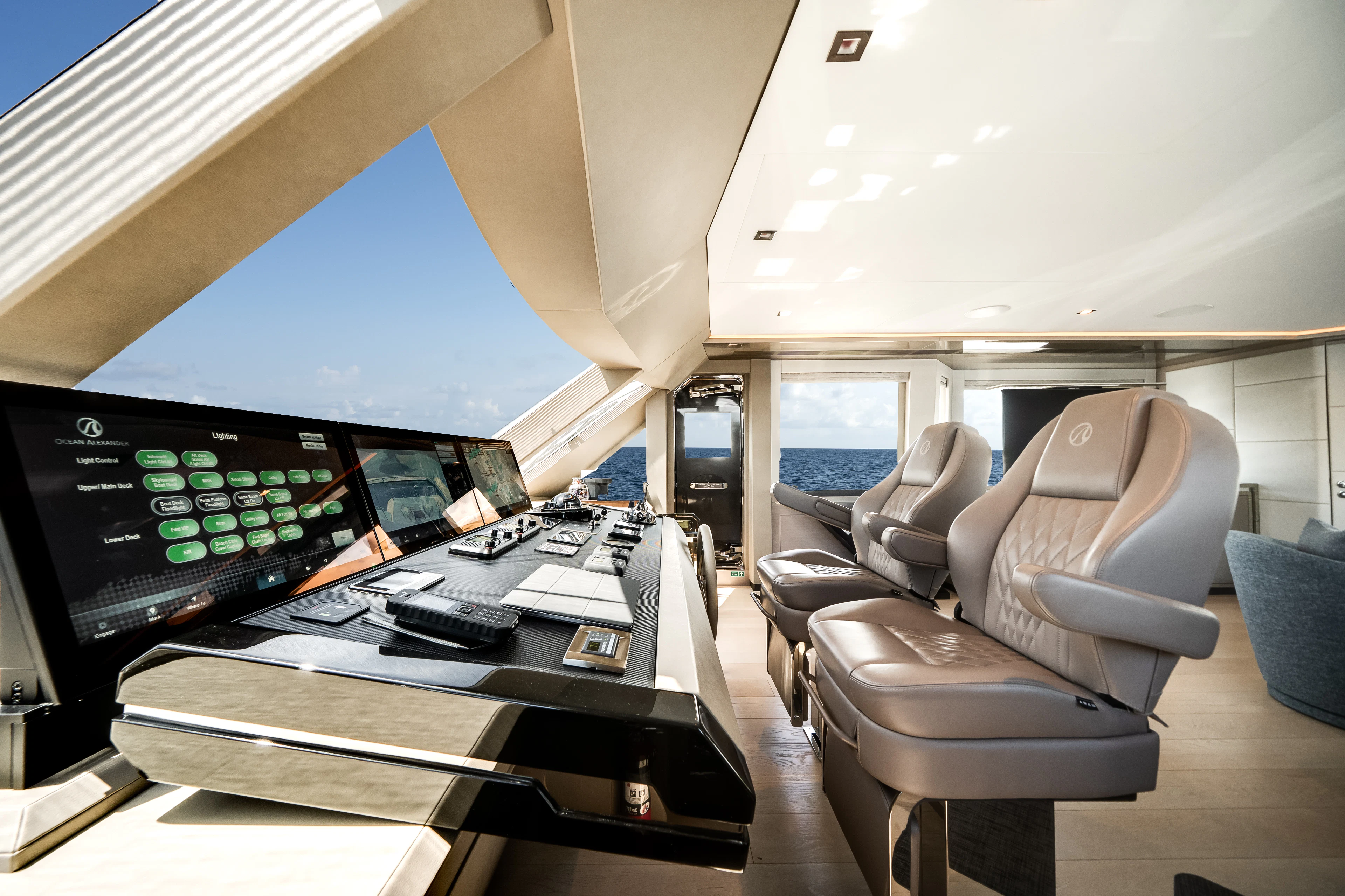 a room with a desk and chairs aboard JUST A VACATION Yacht for Sale