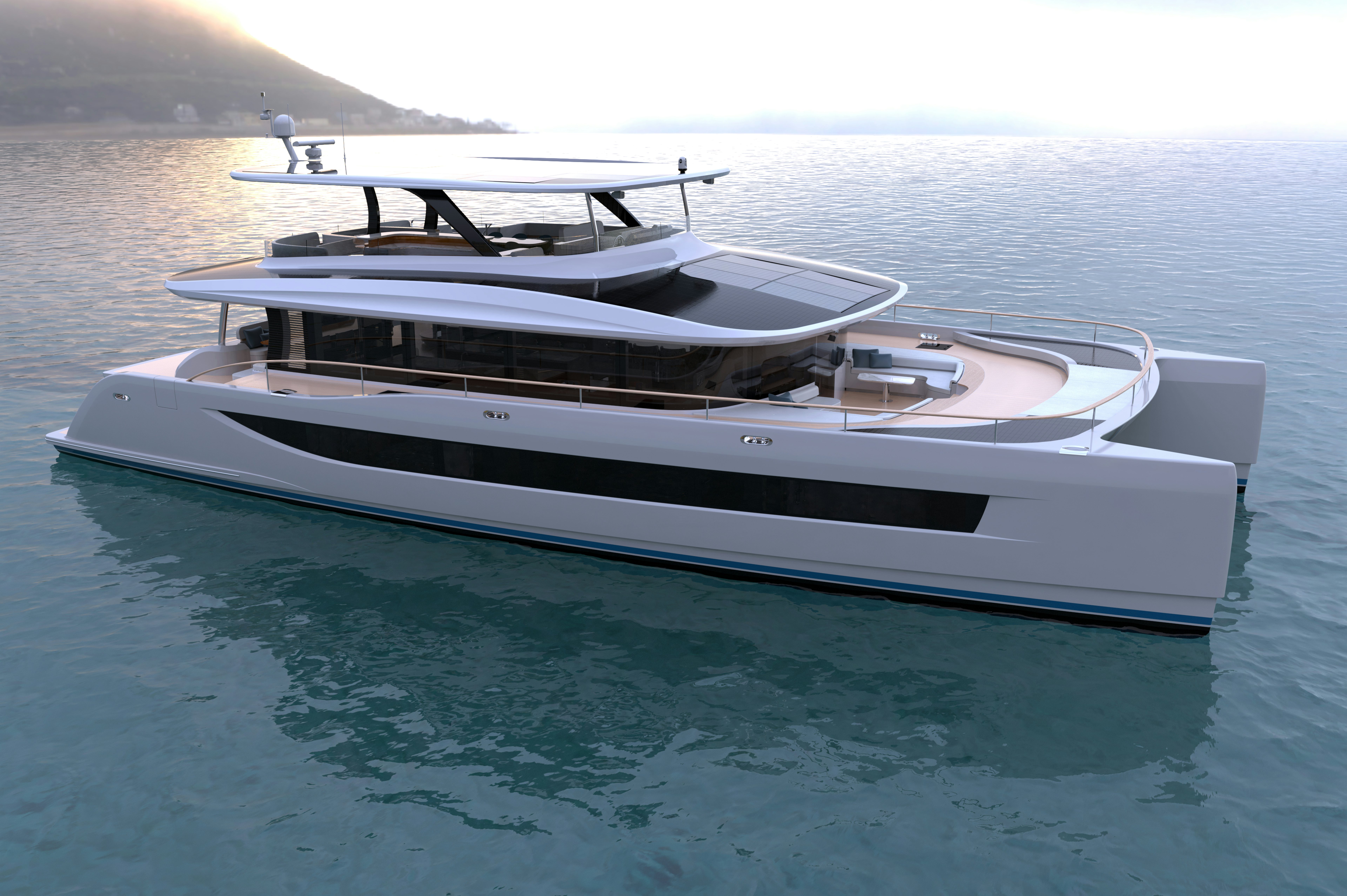 a white boat in the water aboard HS 80 Yacht for Sale