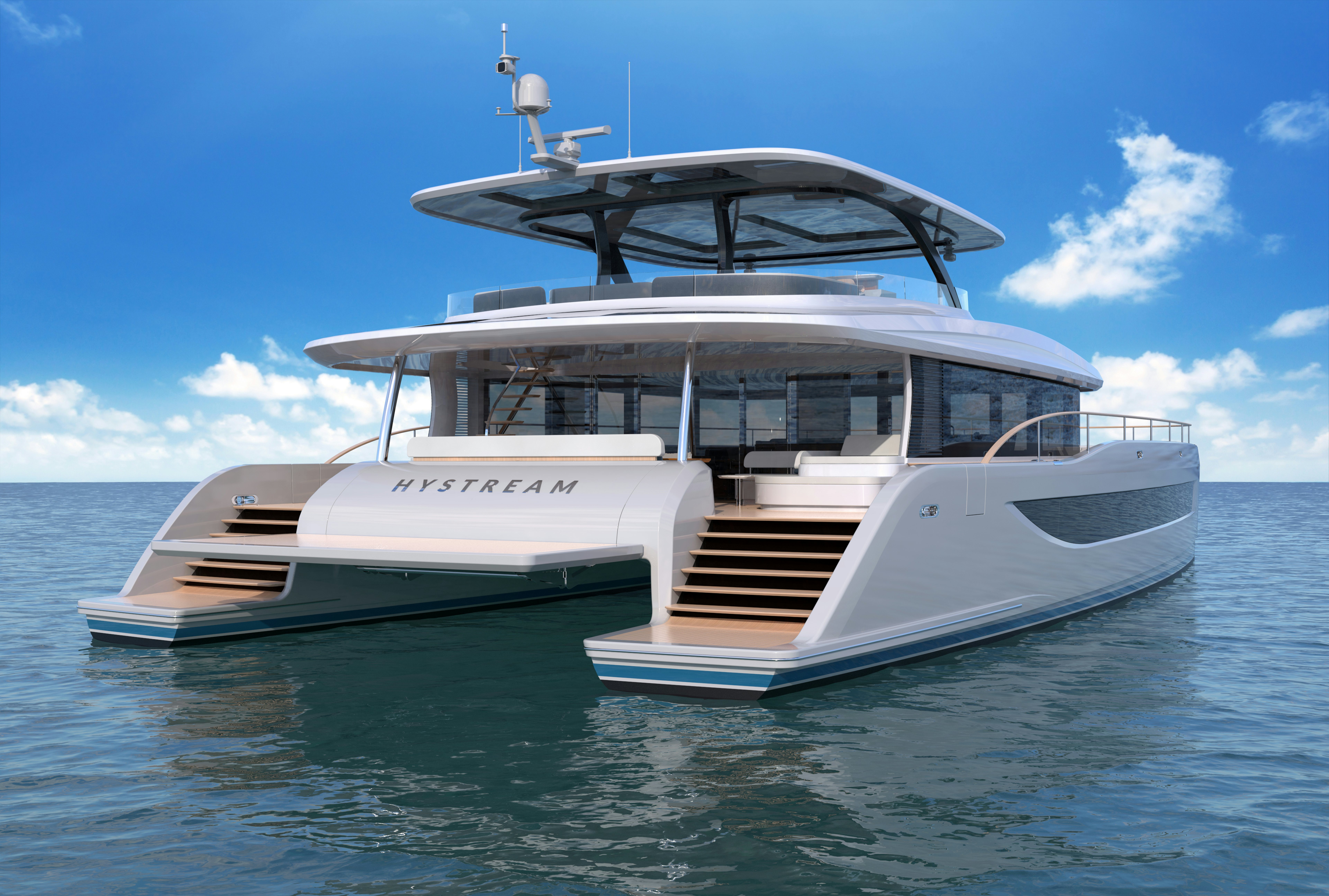 a white boat in the water aboard HS 80 Yacht for Sale