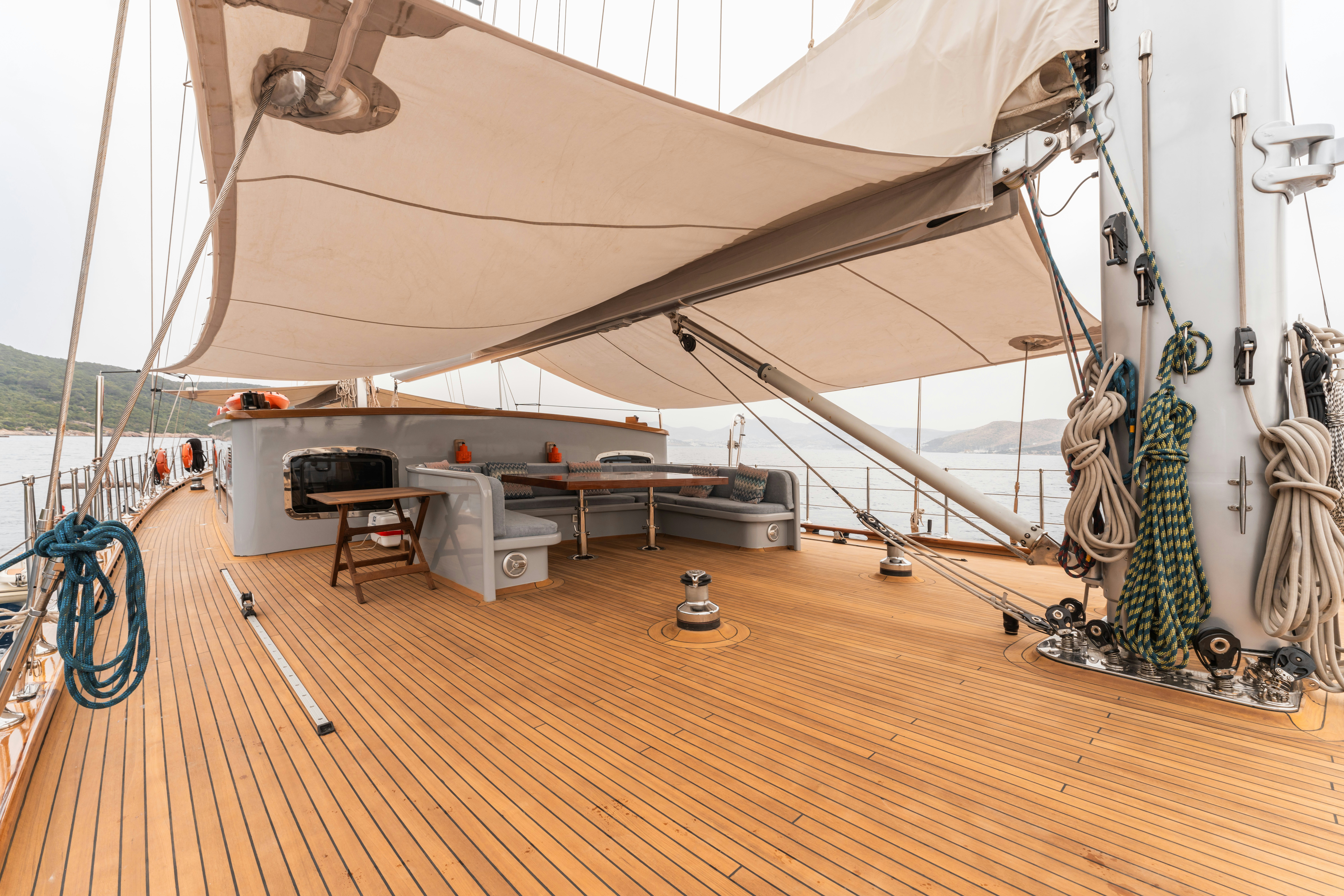 a boat on a deck aboard LE PIETRE Yacht for Sale