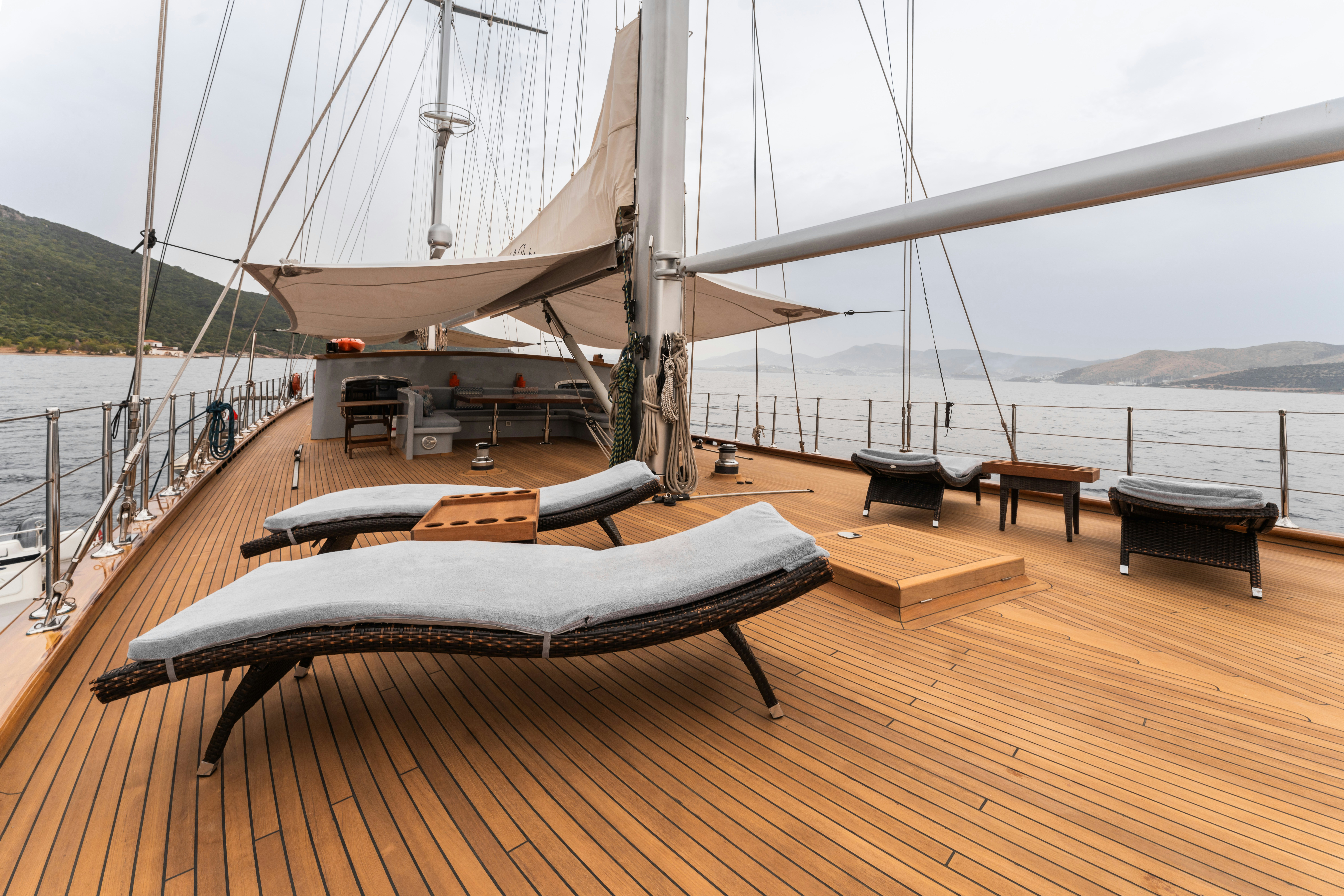 a boat on a deck aboard LE PIETRE Yacht for Sale