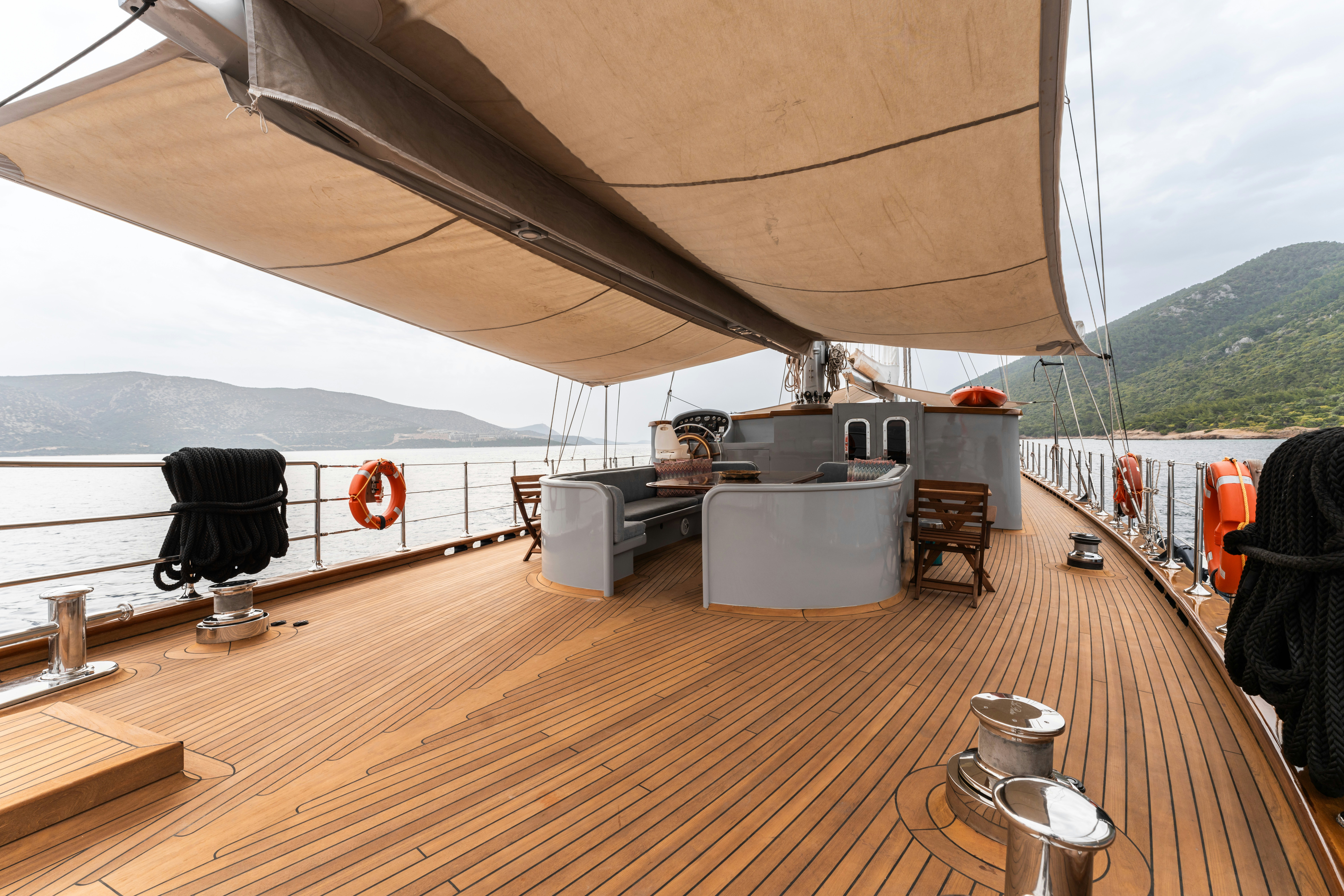 a boat on a deck aboard LE PIETRE Yacht for Sale