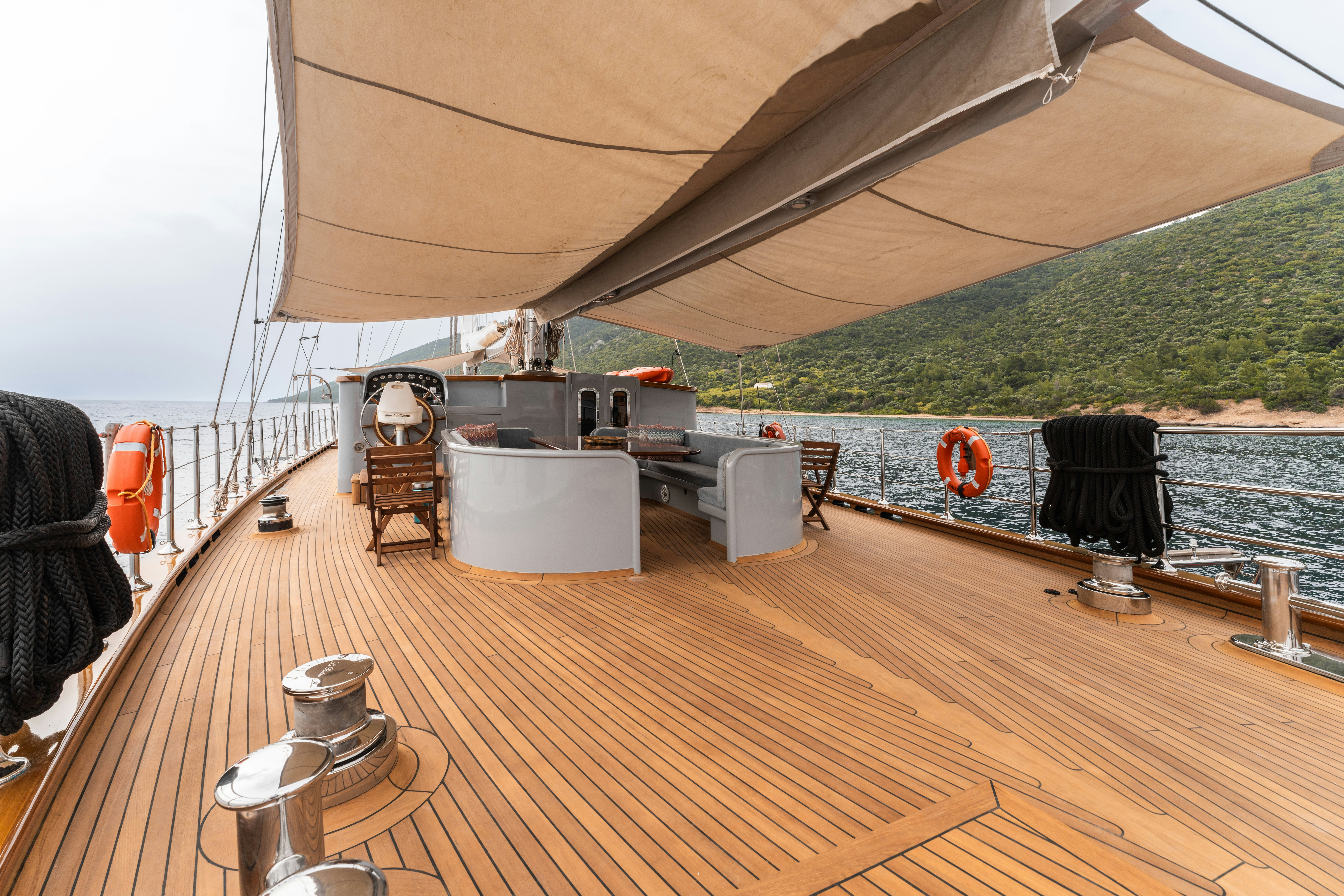 a boat on a deck aboard LE PIETRE Yacht for Sale