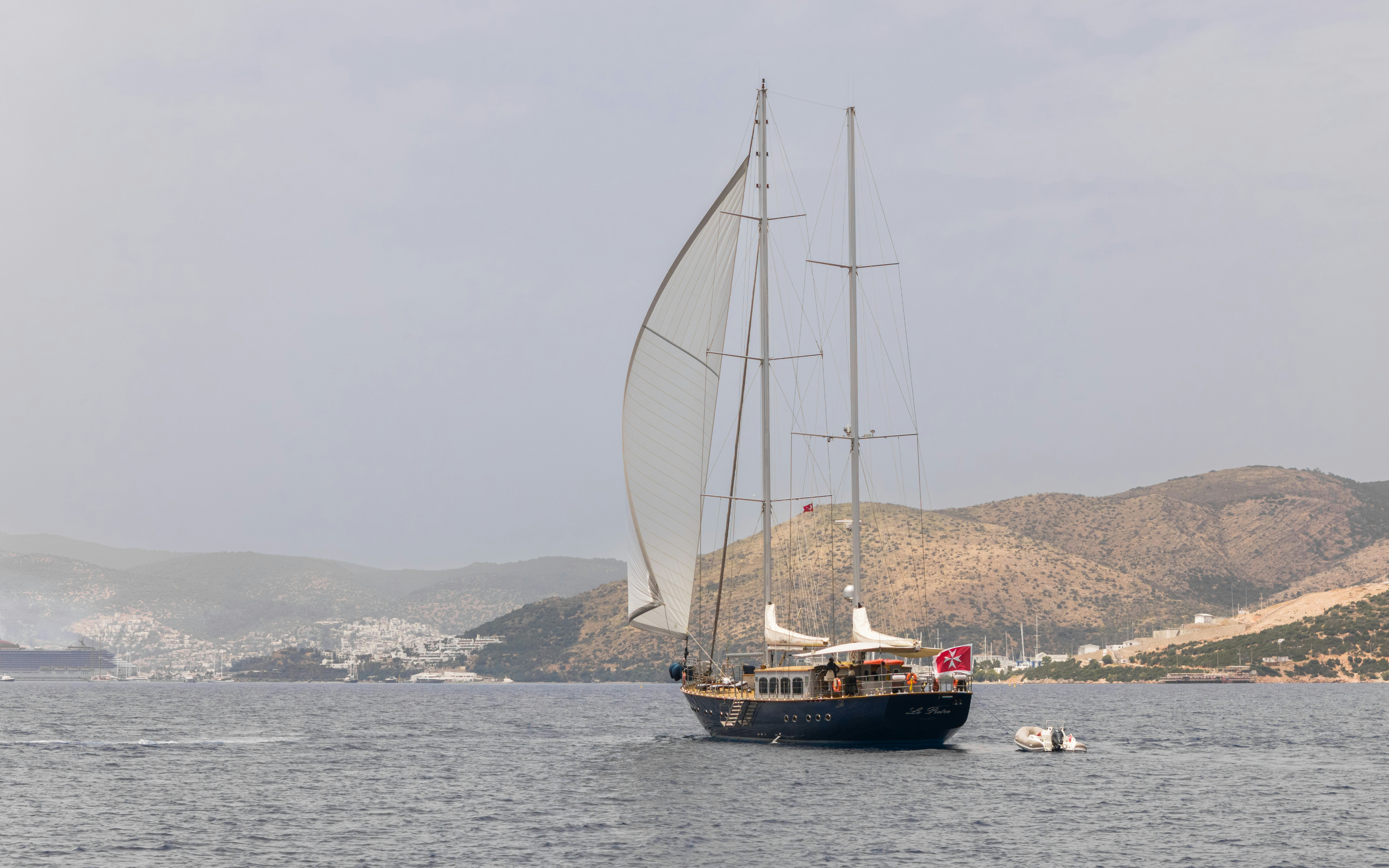 a sailboat on the water aboard LE PIETRE Yacht for Sale
