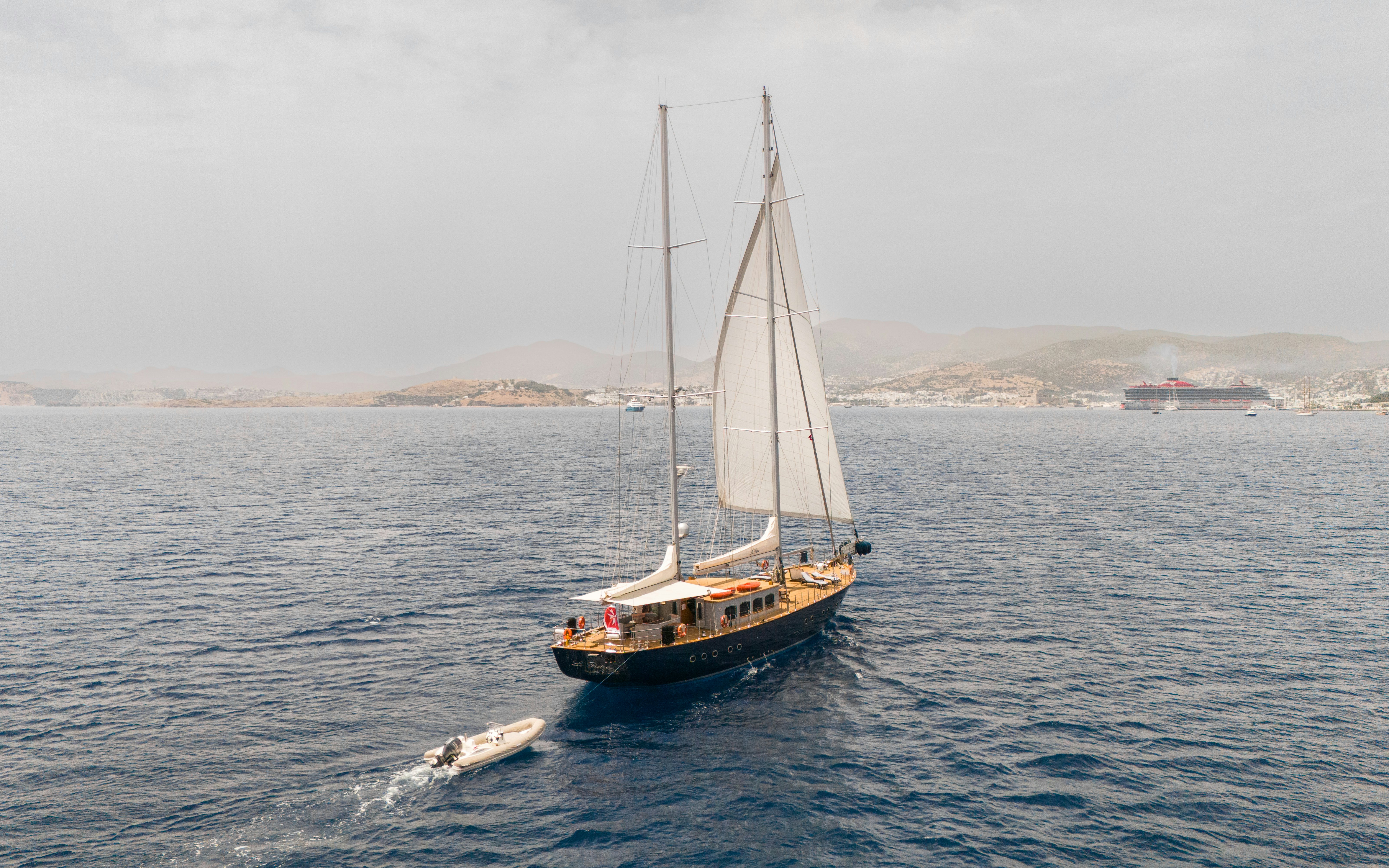 a sailboat on the water aboard LE PIETRE Yacht for Sale