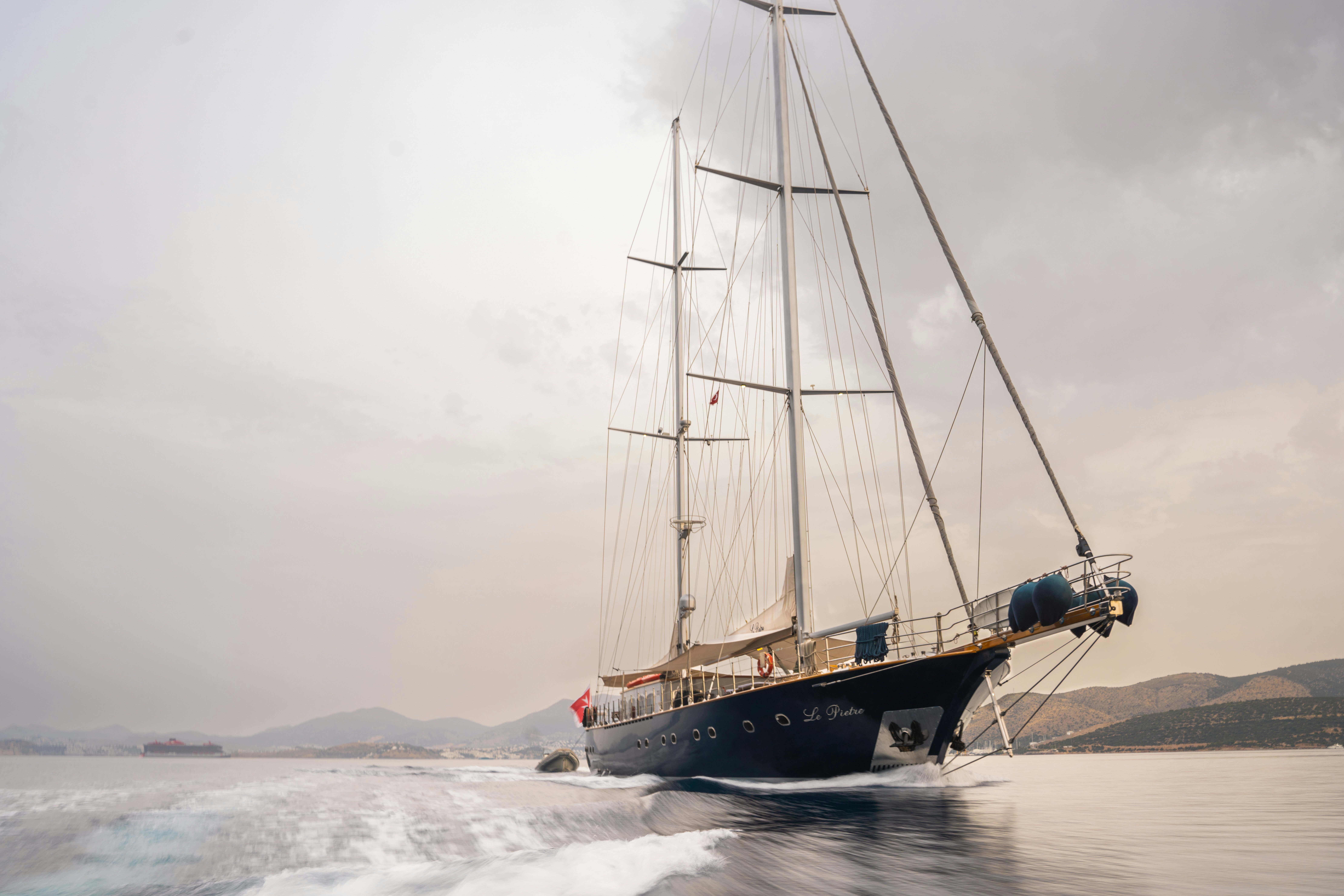 a sailboat on the water aboard LE PIETRE Yacht for Sale