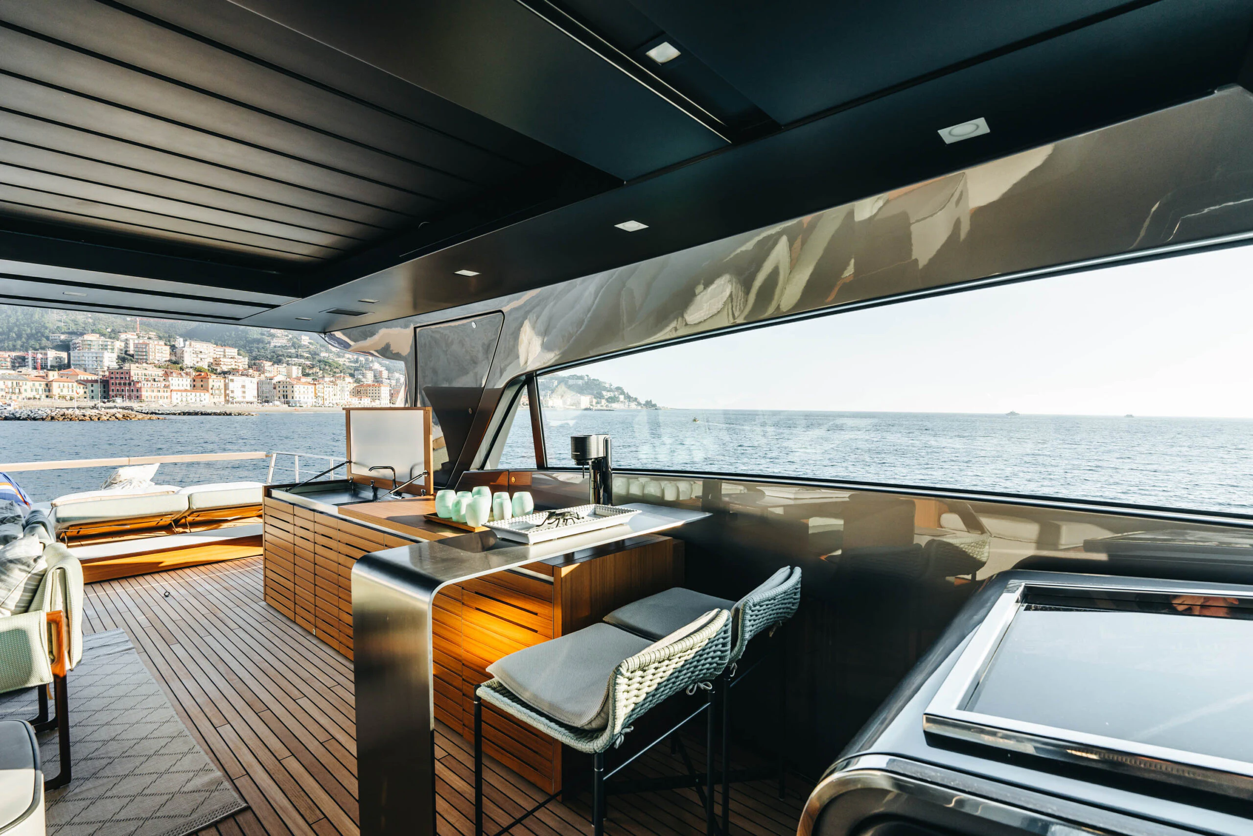 a table and chairs on a boat aboard BLUE ZONE Yacht for Sale