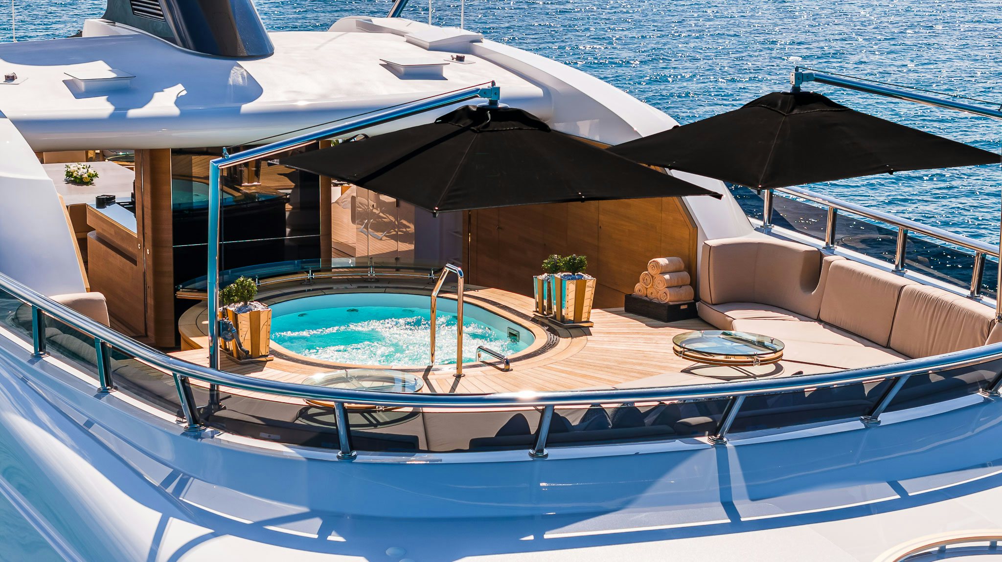 a swimming pool on a boat aboard SEALION Yacht for Charter