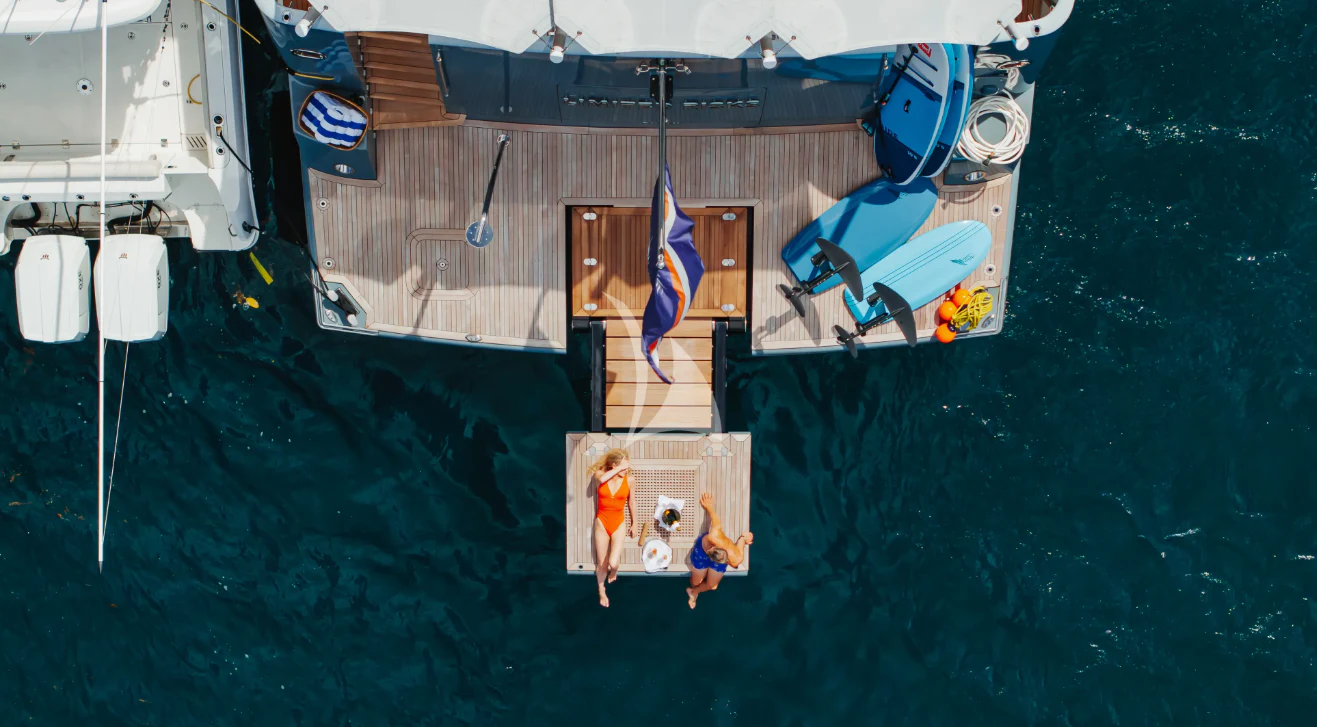 a group of people on a boat aboard LIMITED RISKS Yacht for Charter