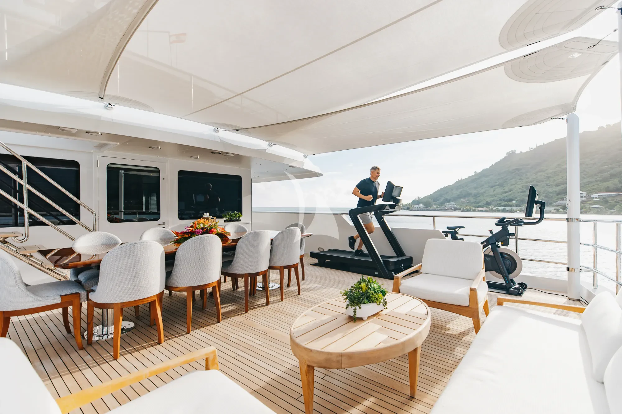 a person standing on a boat aboard LIMITED RISKS Yacht for Charter