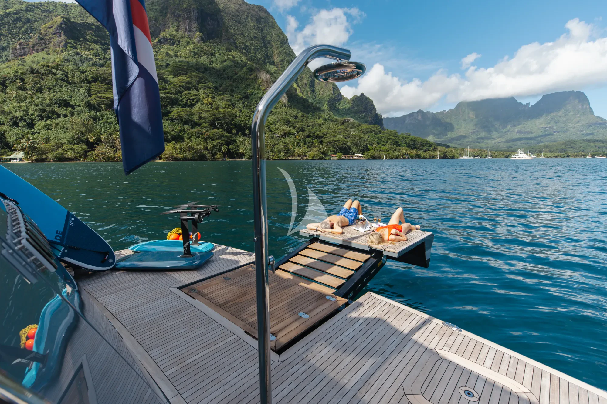 a person on a boat aboard LIMITED RISKS Yacht for Charter