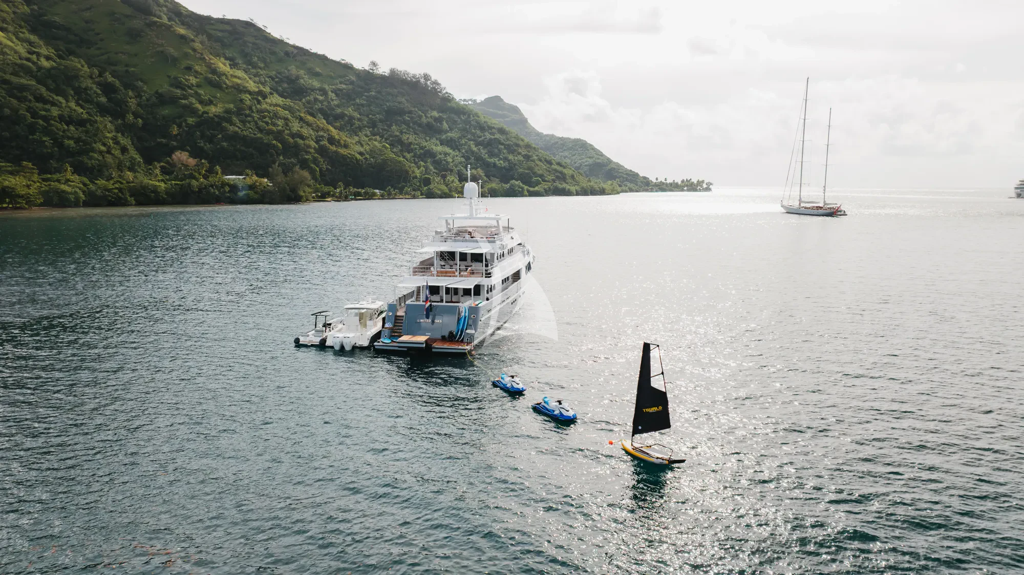 a group of boats in the water aboard LIMITED RISKS Yacht for Charter