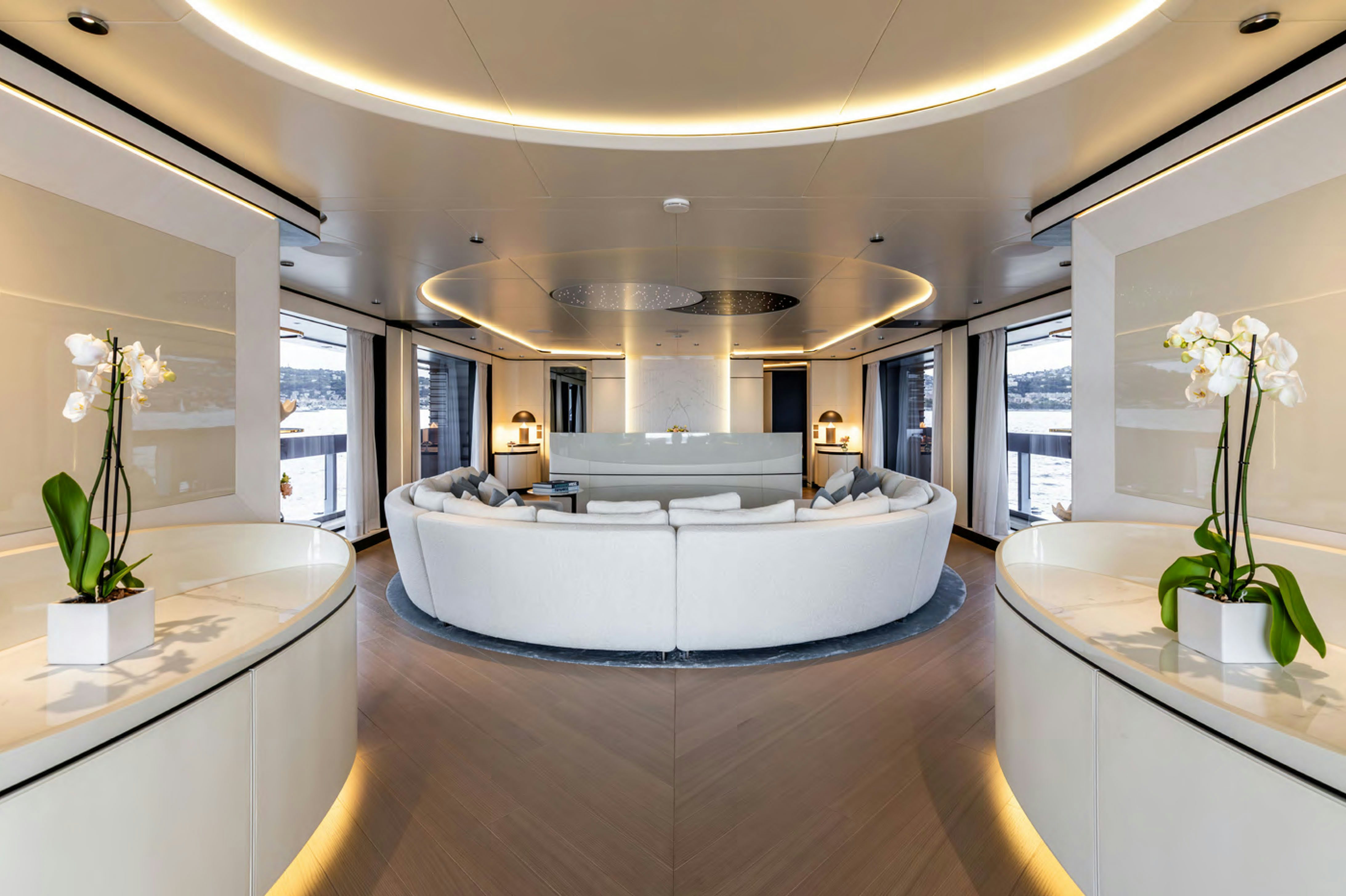 a large modern looking living room aboard FELICITA Yacht for Charter