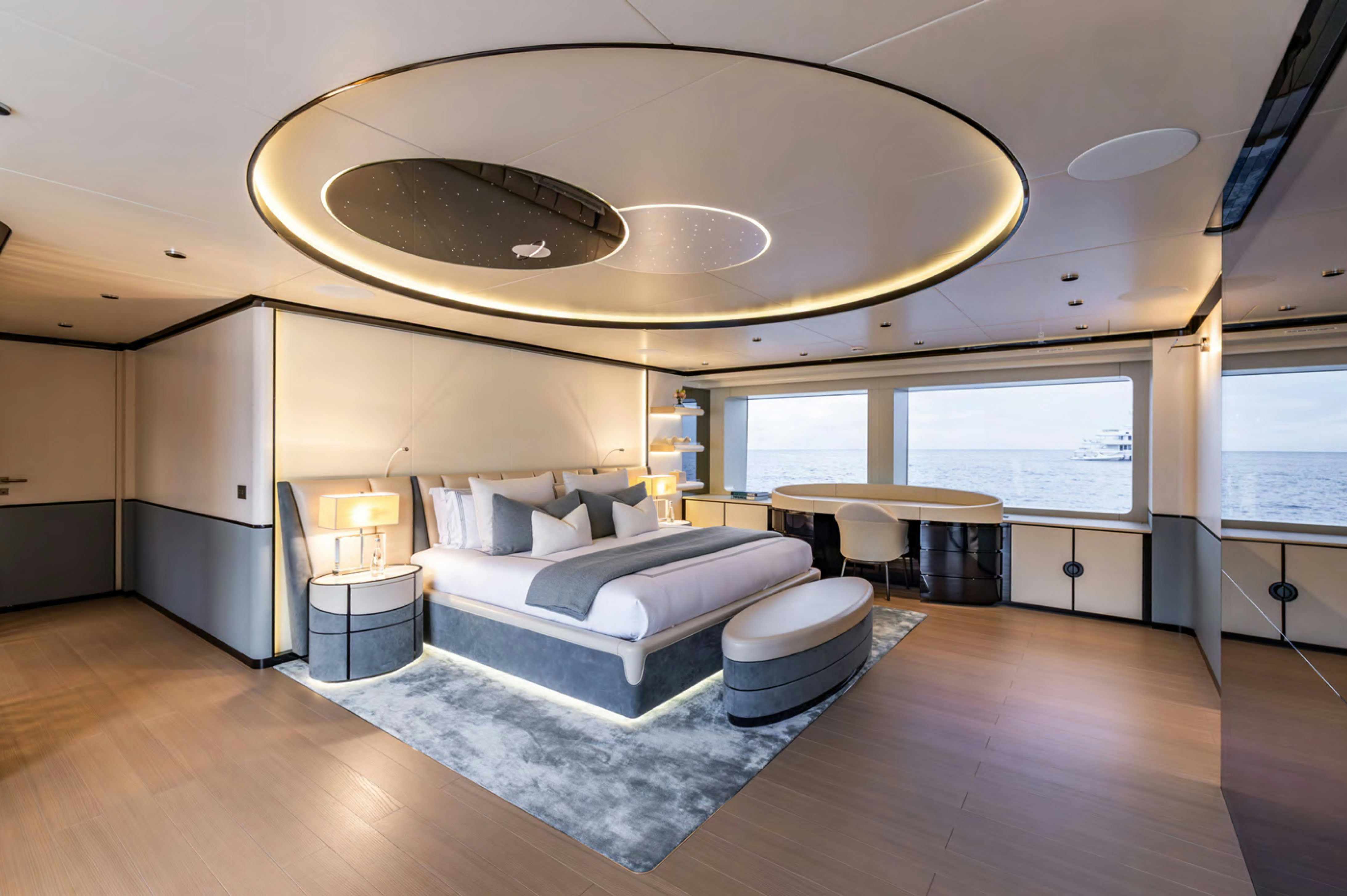 a modern looking living room aboard FELICITA Yacht for Charter