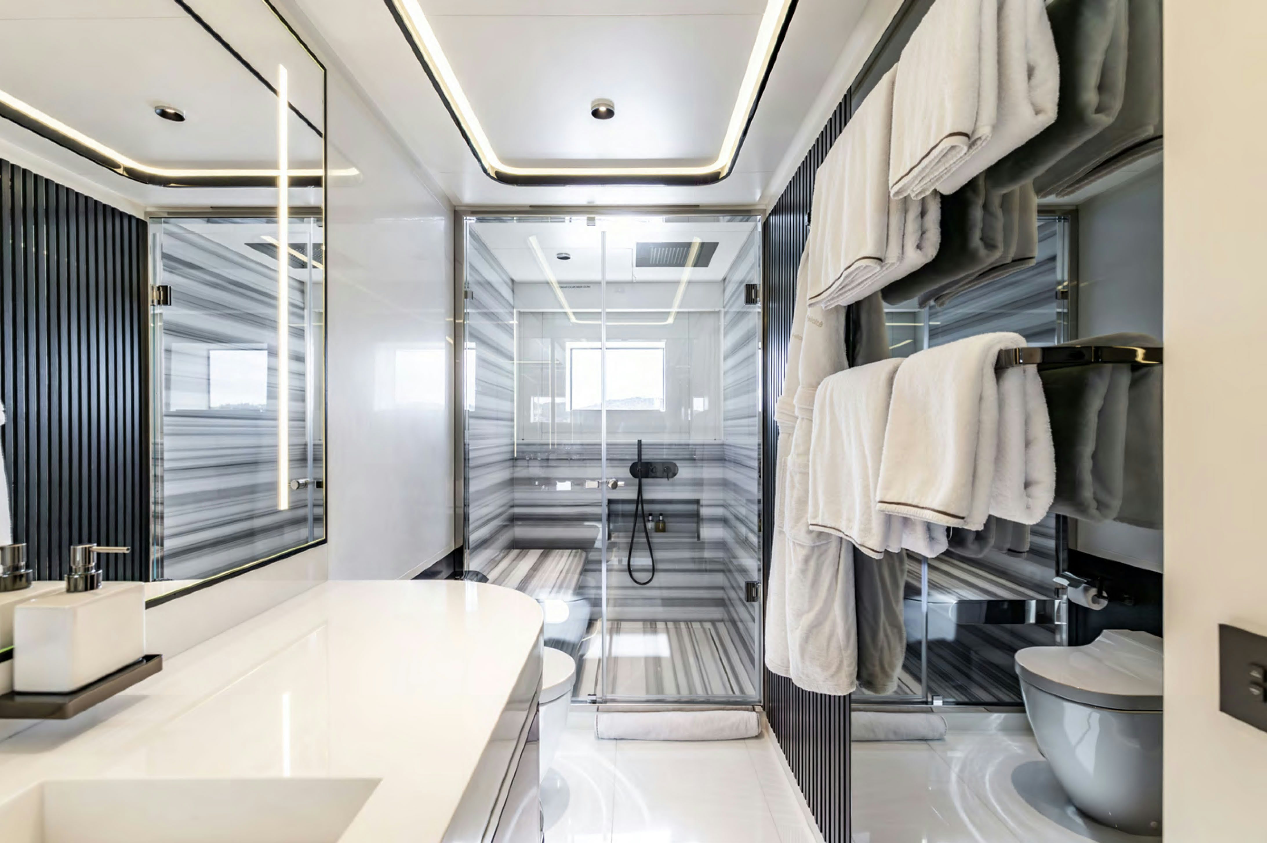 a bathroom with a sink and a toilet aboard FELICITA Yacht for Charter