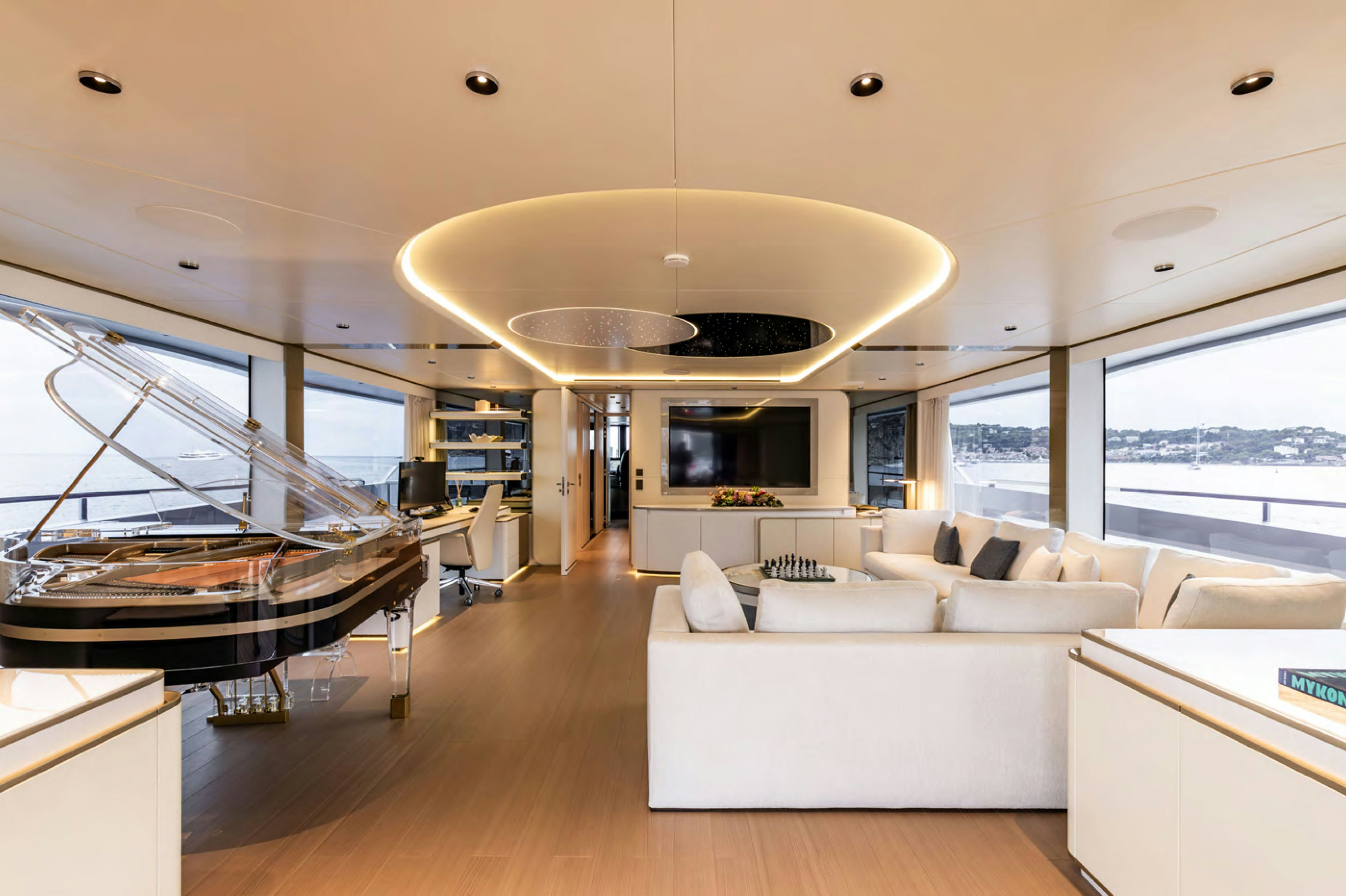a modern looking living room aboard FELICITA Yacht for Charter