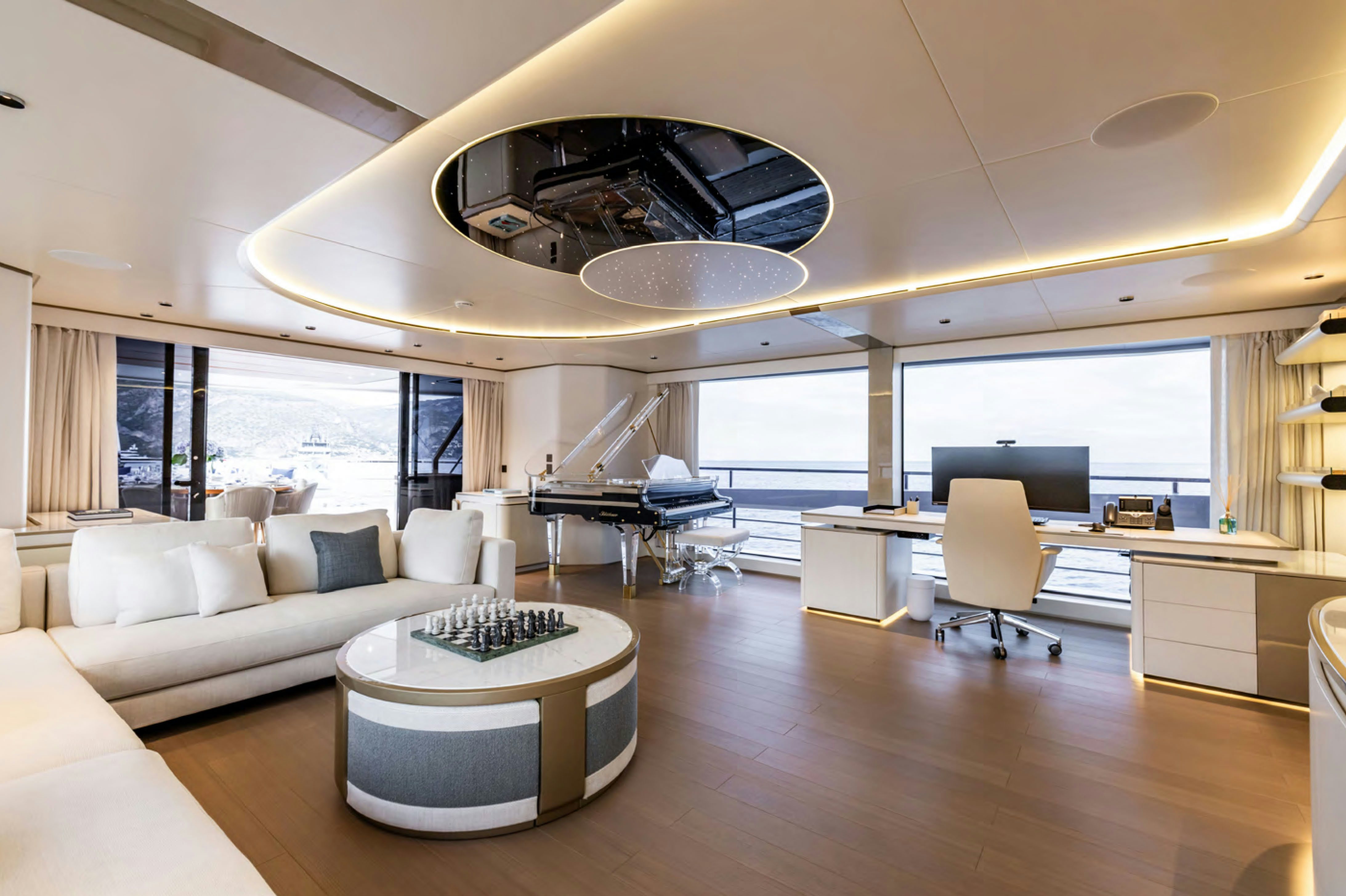 a modern looking living room aboard FELICITA Yacht for Charter