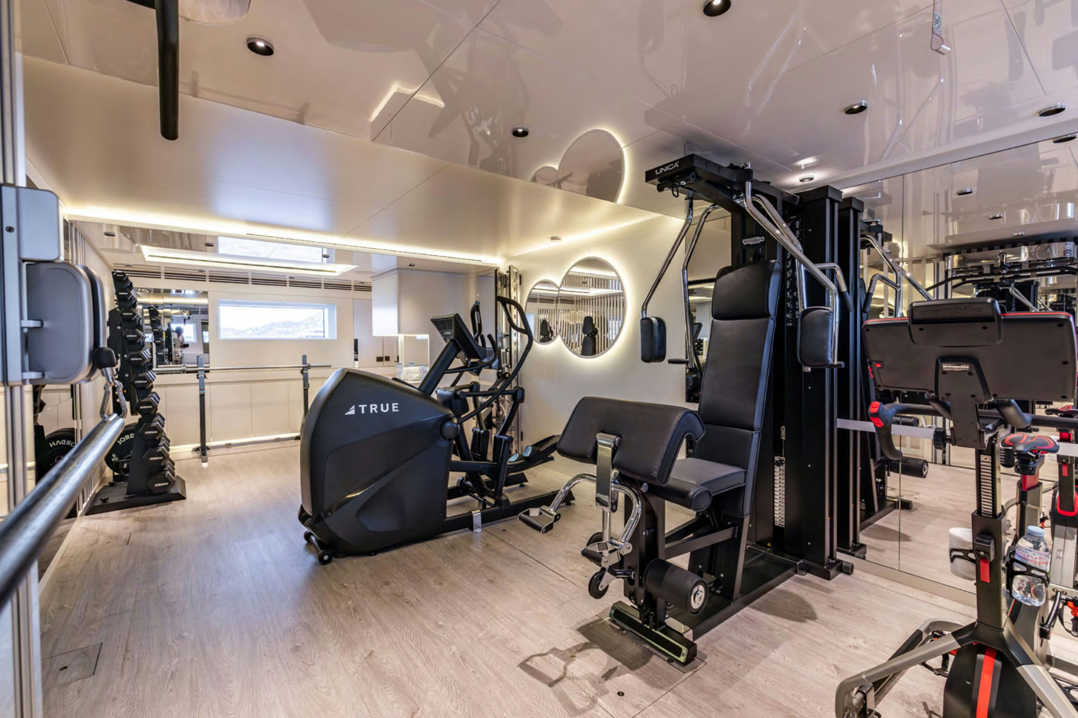 a gym with exercise equipment aboard FELICITA Yacht for Charter