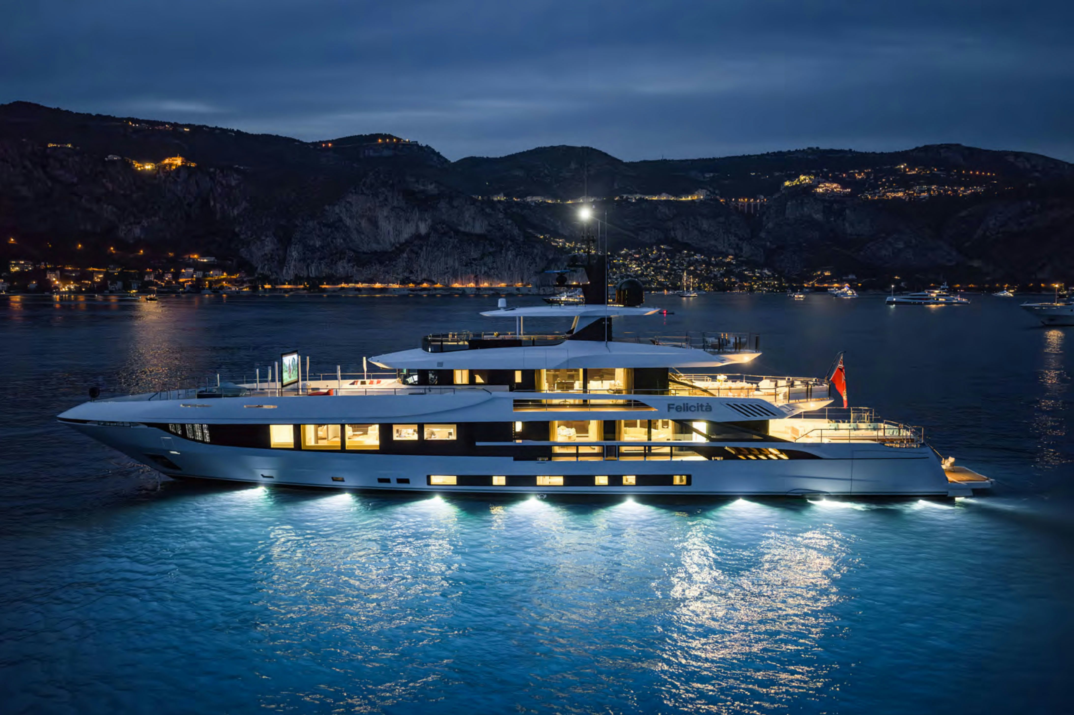a large white boat in the water aboard FELICITA Yacht for Charter