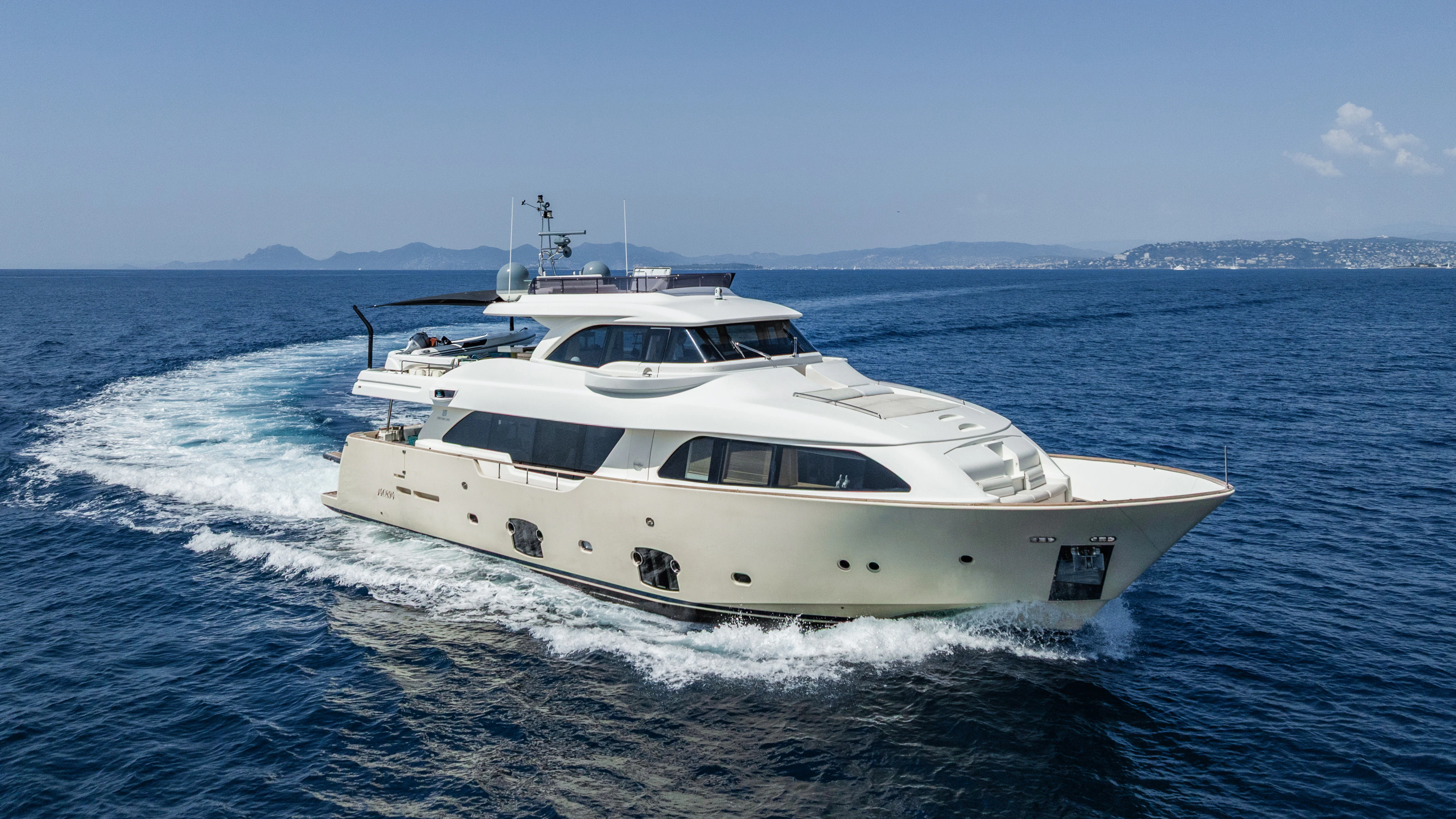 a white yacht on the water aboard GIADA Yacht for Sale