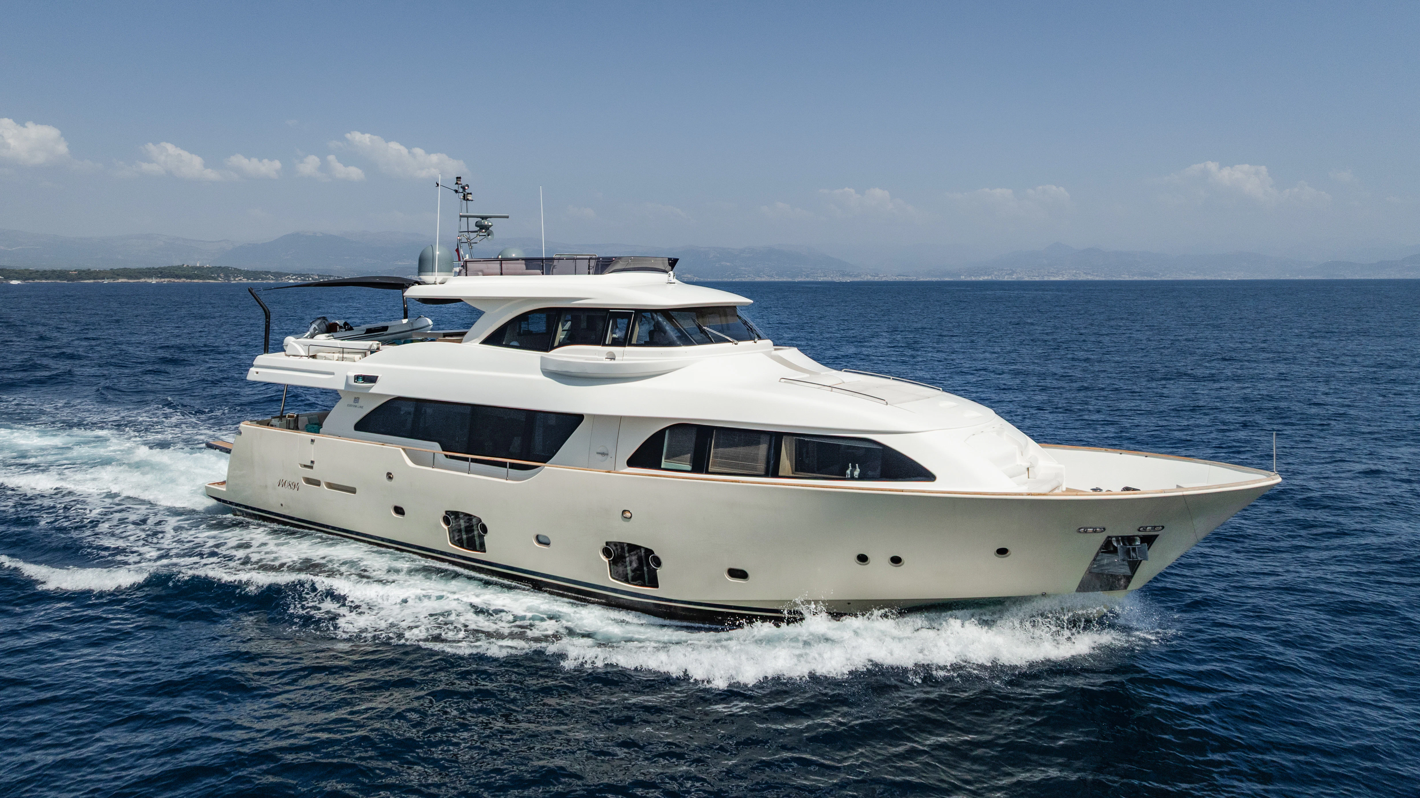 a white yacht on the water aboard GIADA Yacht for Sale