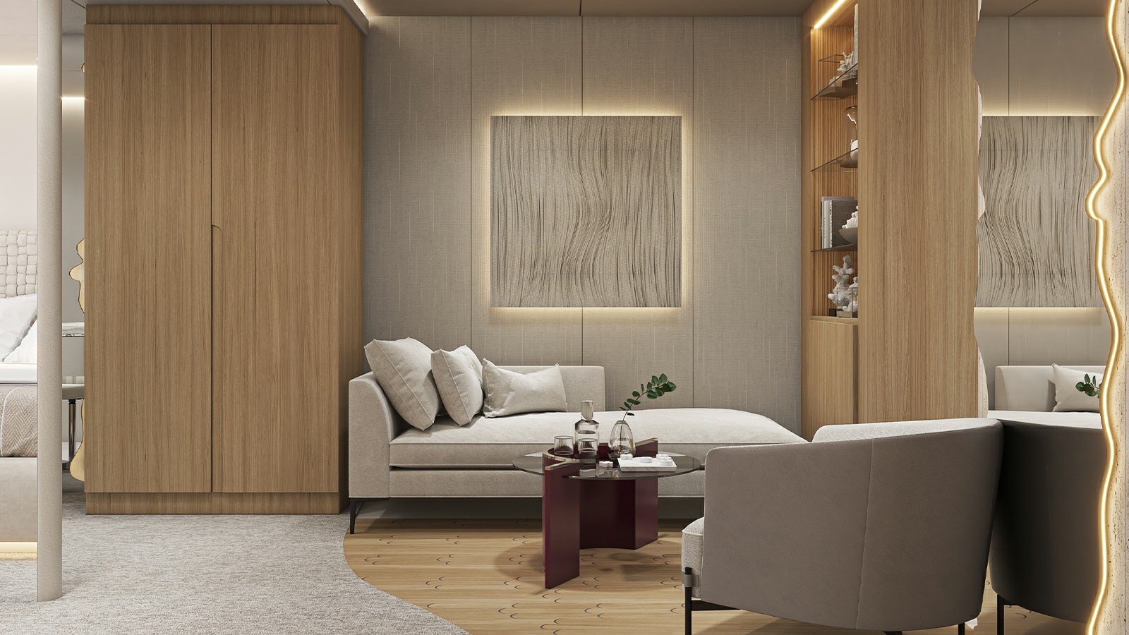 a room with a couch and a table aboard REPOSADO Yacht for Charter