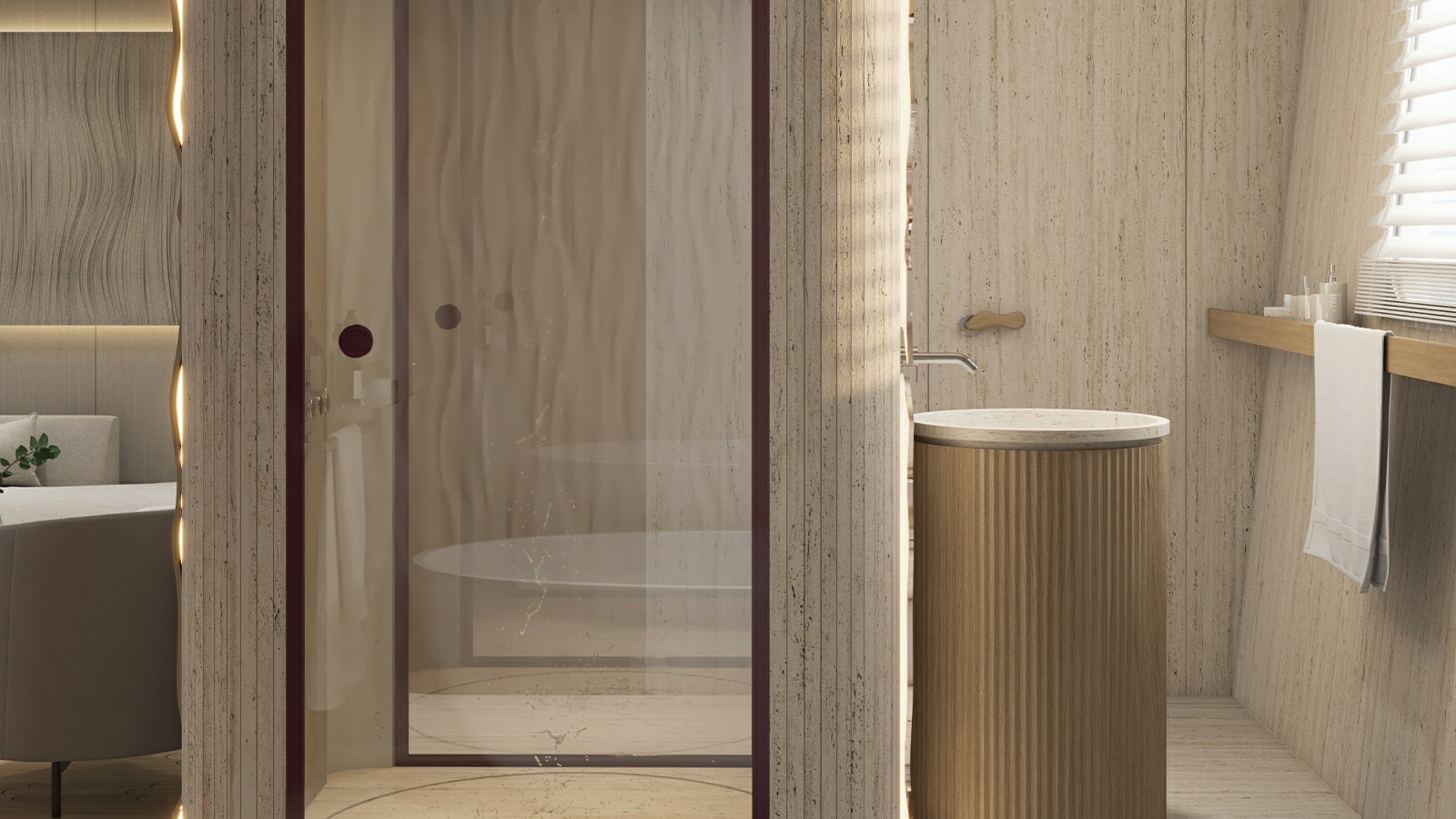 a bathroom with a tub sink and shower aboard REPOSADO Yacht for Charter