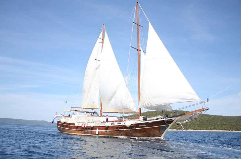 a sailboat on the water aboard GULET GARDELIN Yacht for Charter