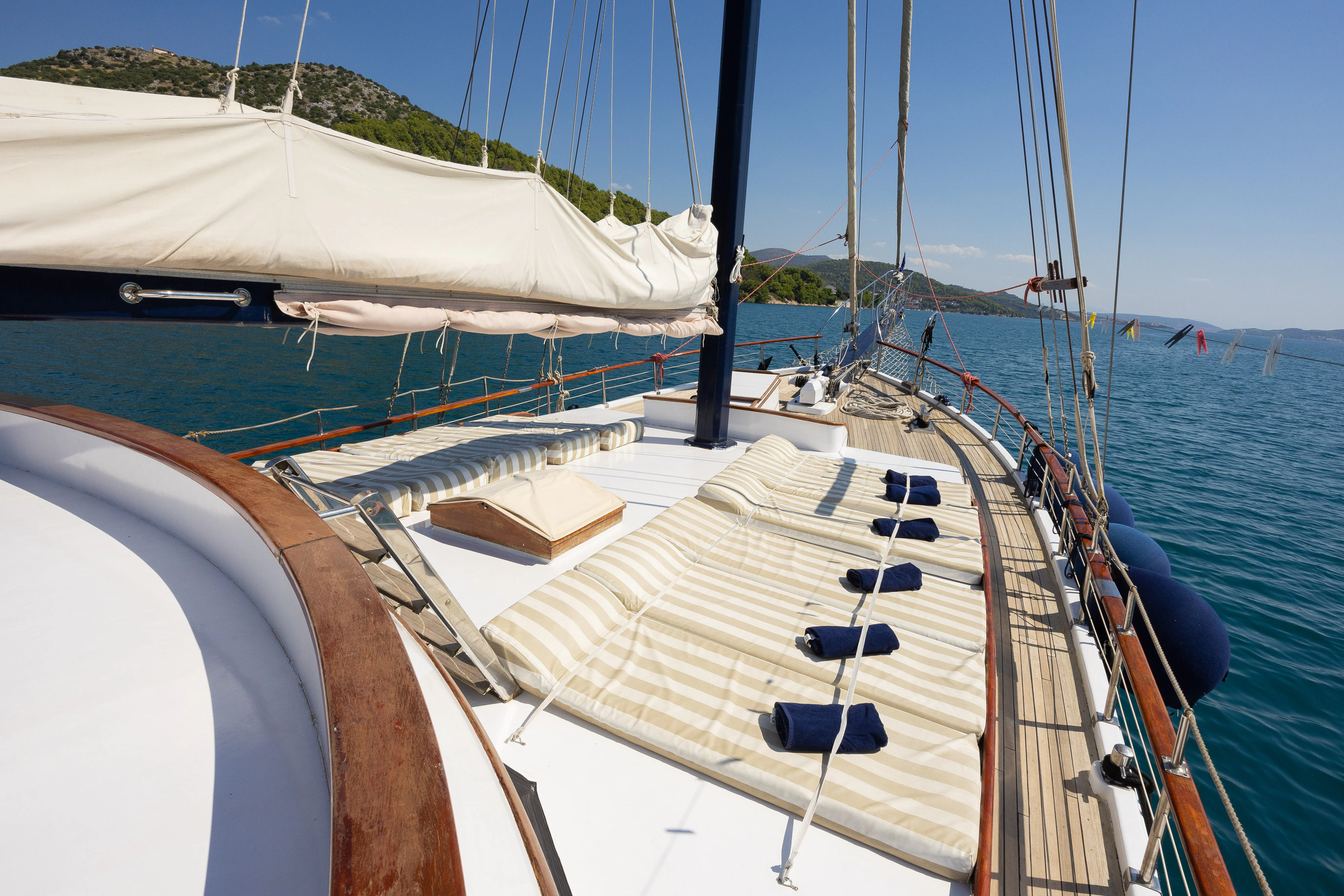 a boat with many sails aboard GULET GARDELIN Yacht for Charter