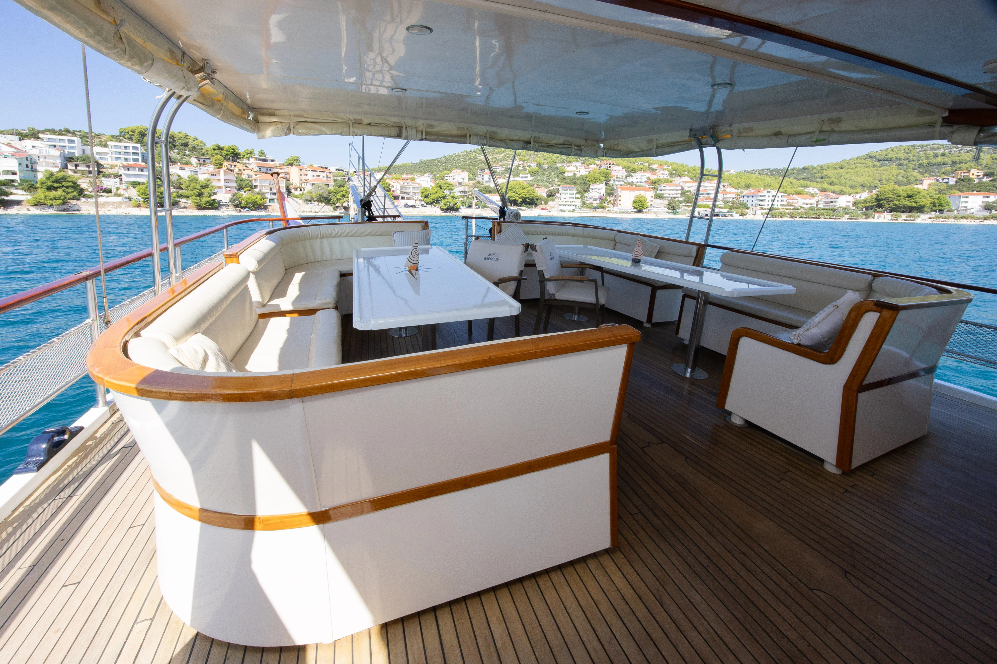 a boat on a deck aboard GULET GARDELIN Yacht for Charter