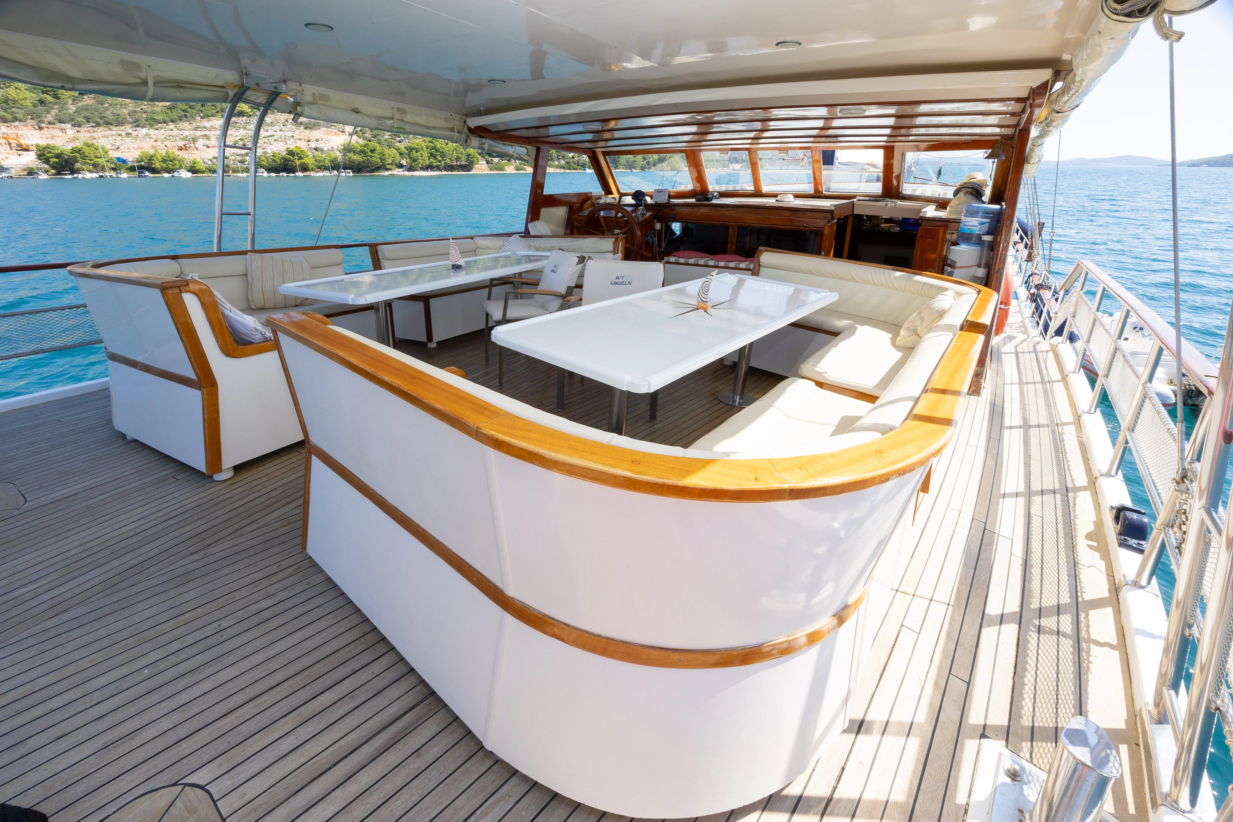 a boat on a deck aboard GULET GARDELIN Yacht for Charter
