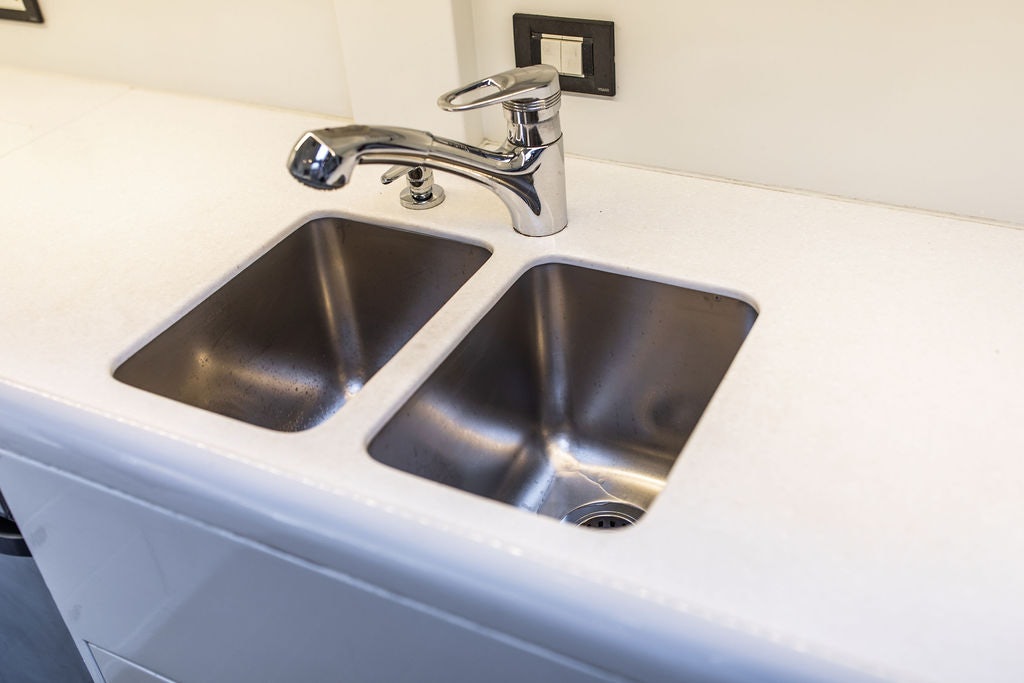 a couple of sinks in a bathroom aboard CABOCHON Yacht for Sale