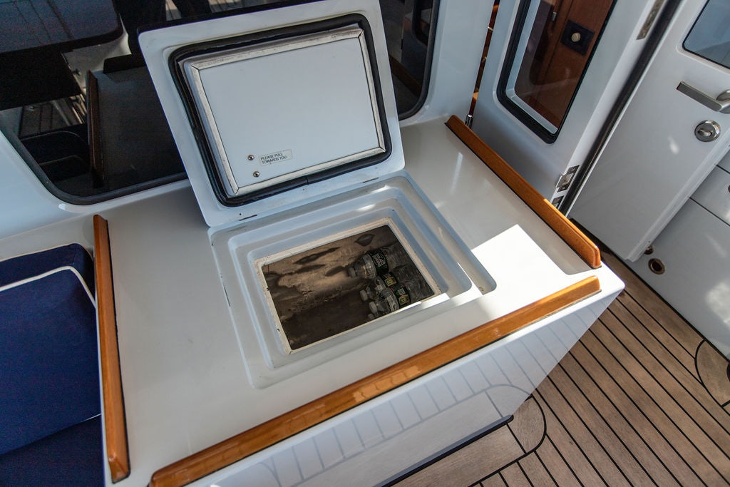 a microwave oven on a counter aboard CABOCHON Yacht for Sale