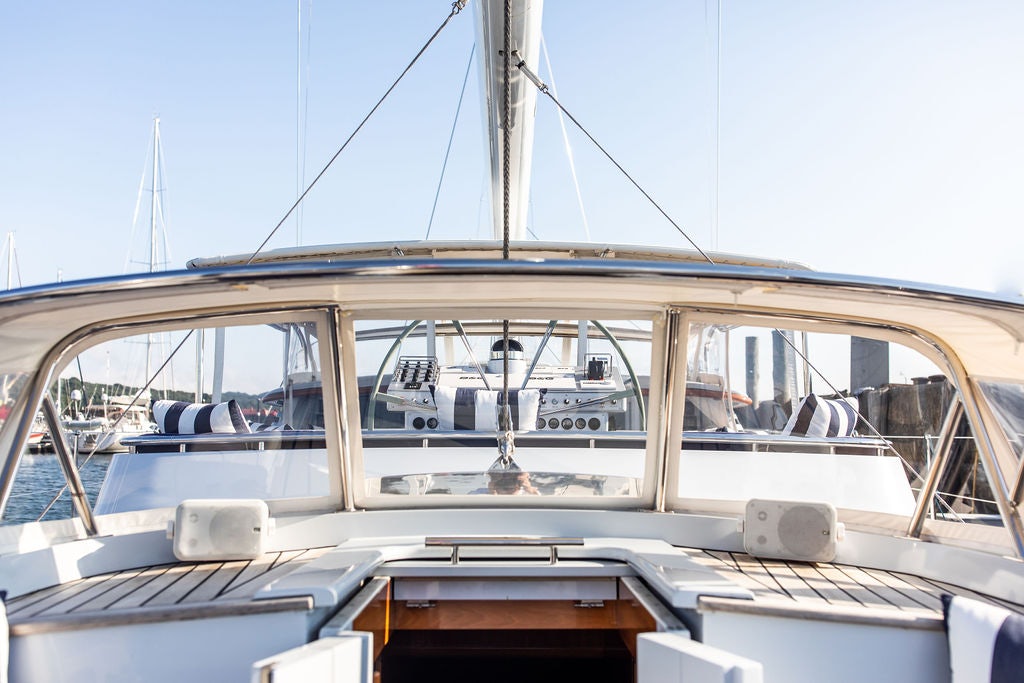 the front of a boat aboard CABOCHON Yacht for Sale