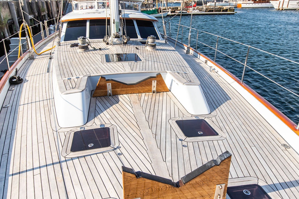 a deck of a boat aboard CABOCHON Yacht for Sale