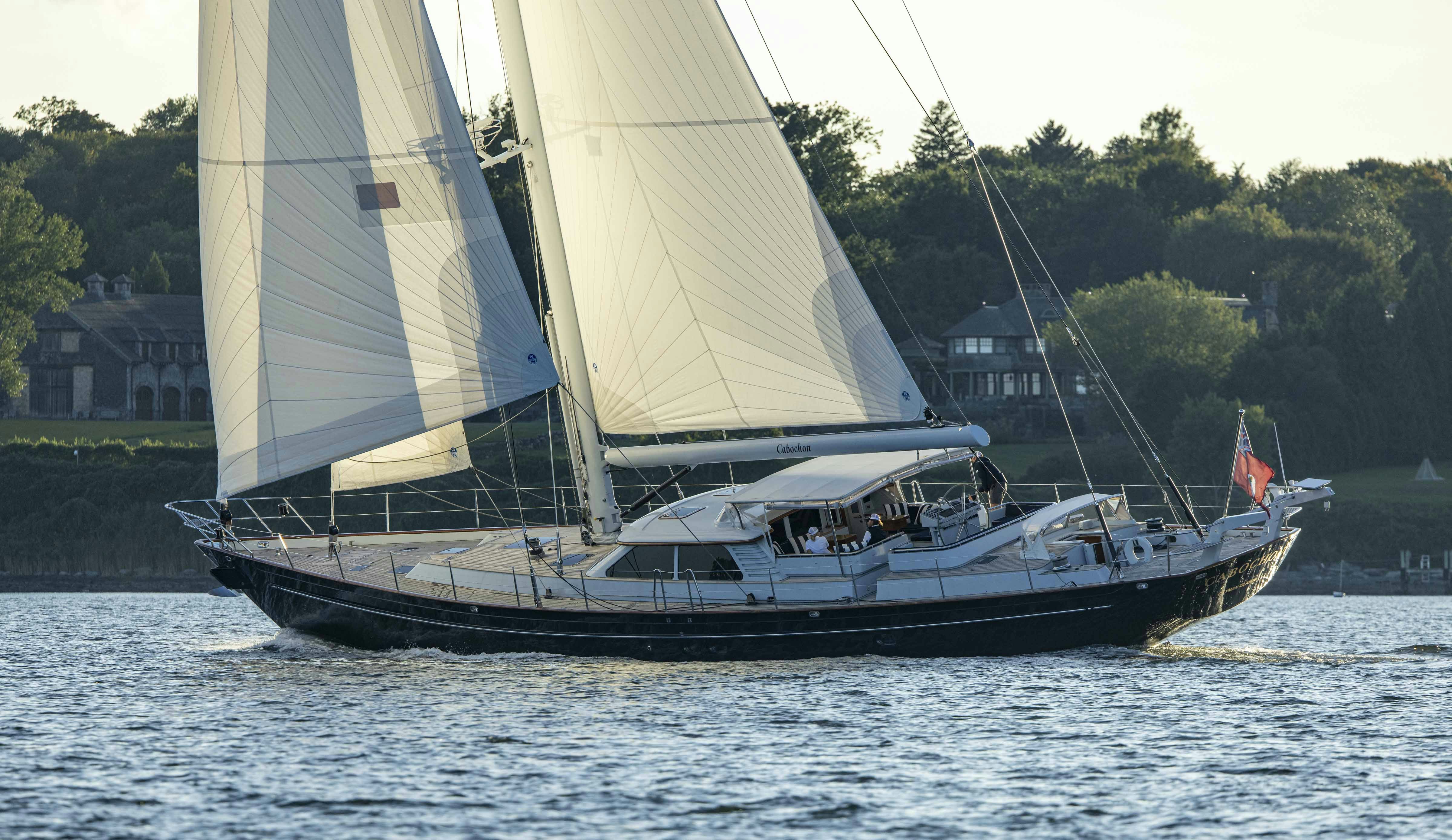 a sailboat on the water aboard CABOCHON Yacht for Sale