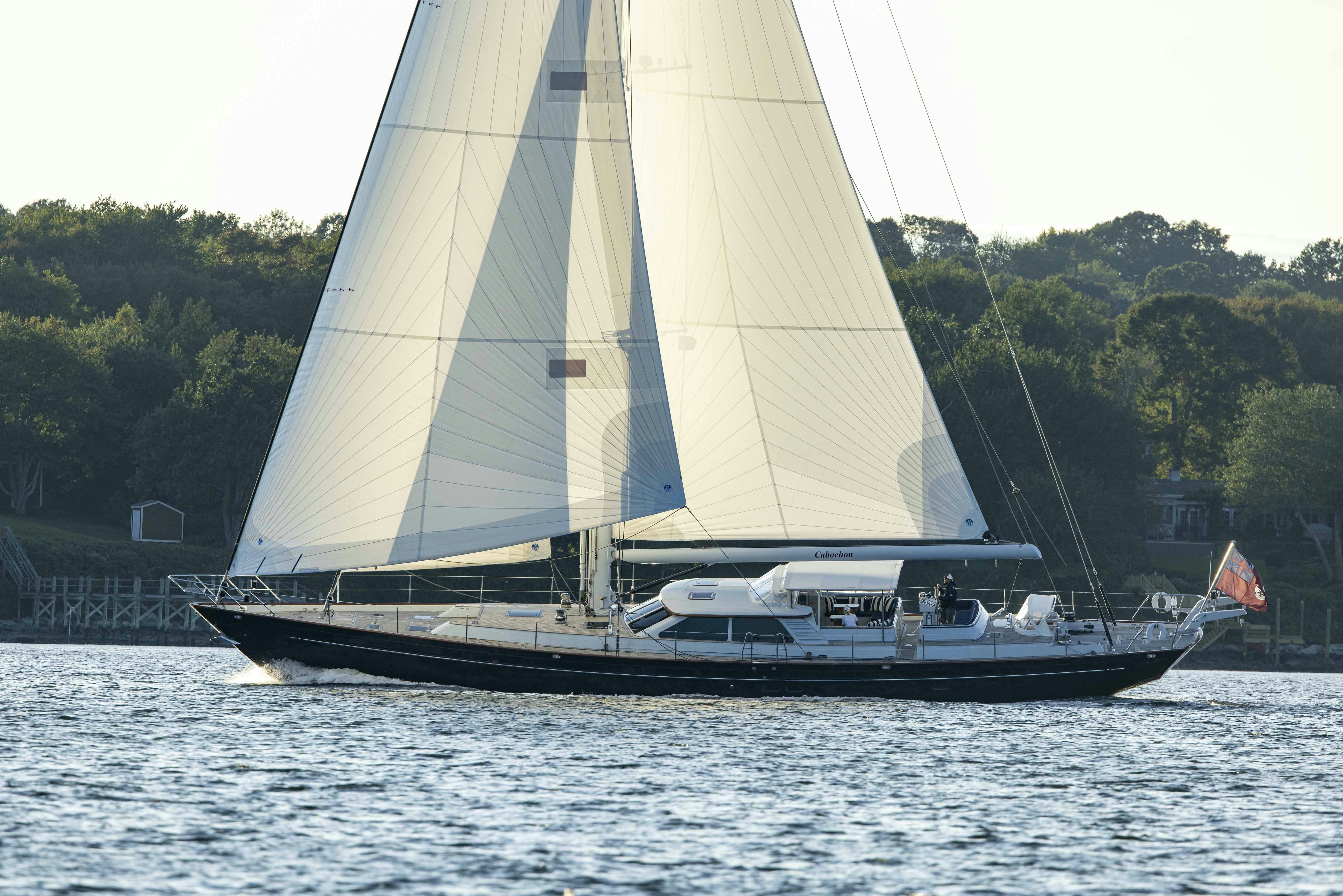 a sailboat on the water aboard CABOCHON Yacht for Sale