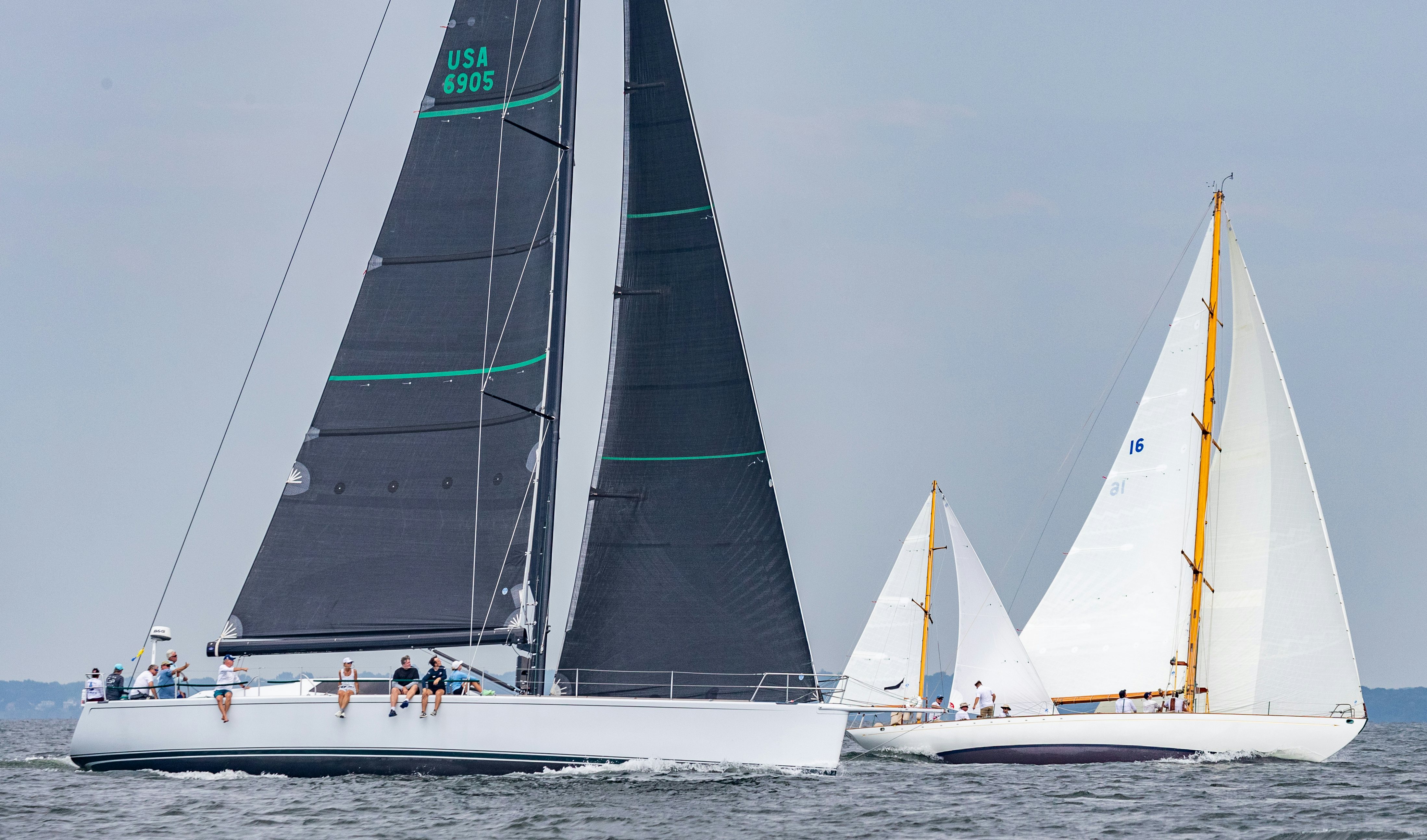 a group of people sailing on a boat aboard LAURA Yacht for Sale