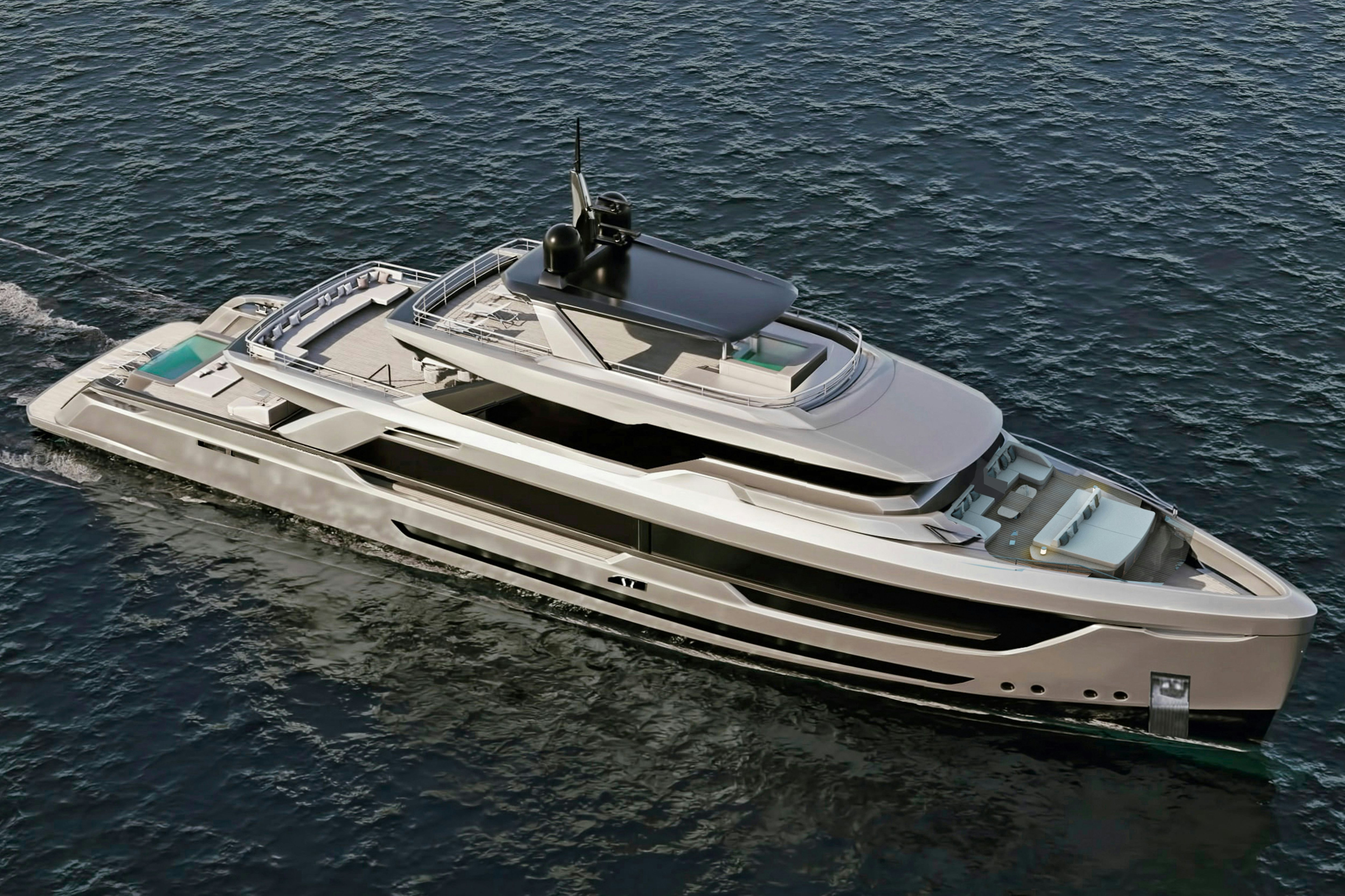 a boat on the water aboard OCEAN KING DUCALE 140 Yacht for Sale