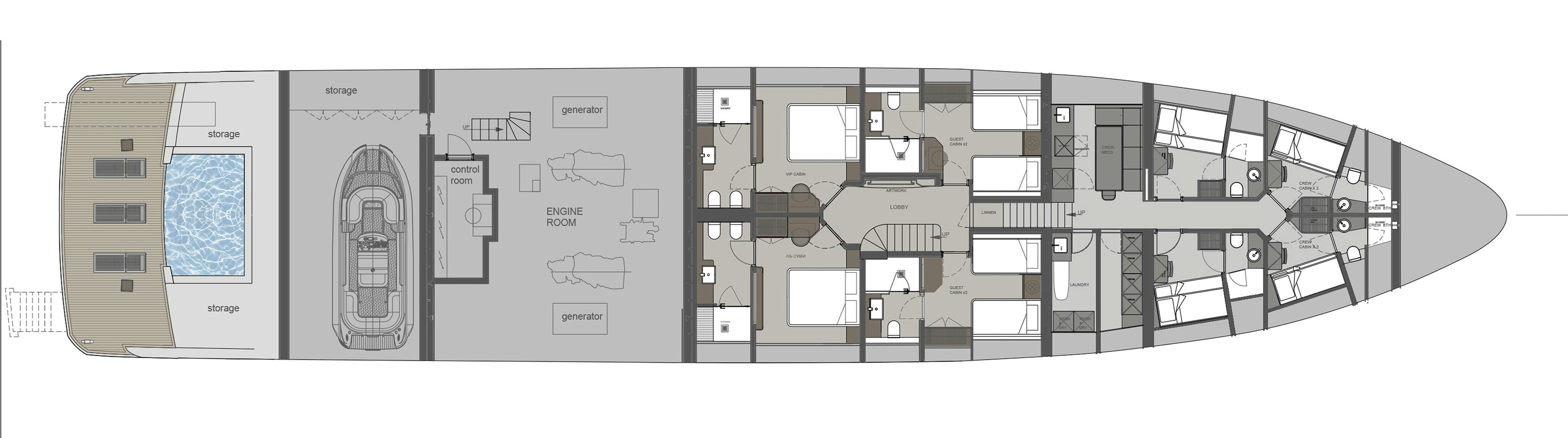 diagram, engineering drawing aboard OCEAN KING DUCALE 140 Yacht for Sale