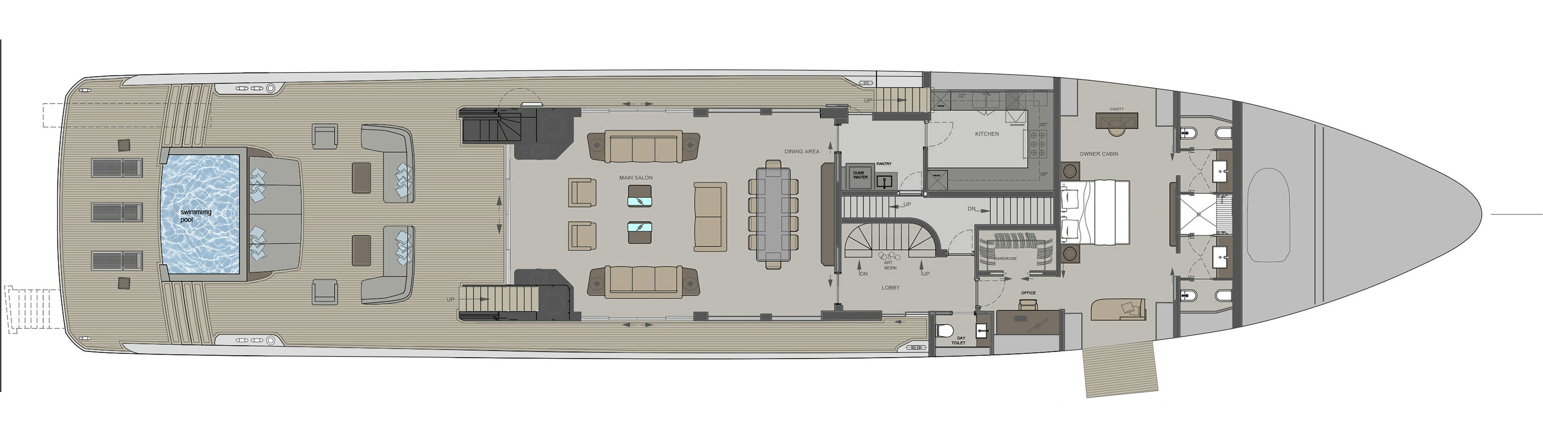 diagram, engineering drawing aboard OCEAN KING DUCALE 140 Yacht for Sale