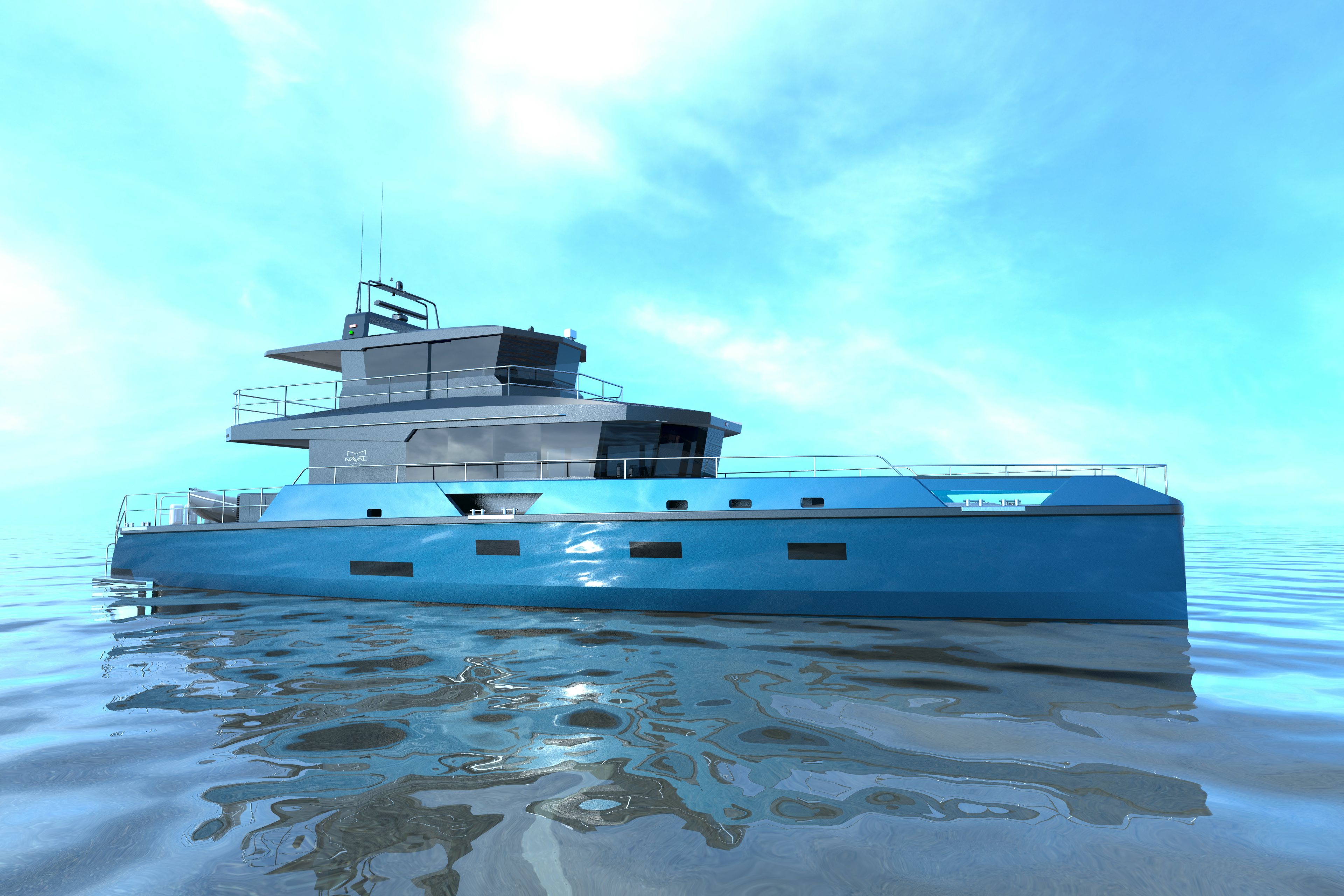 a white boat on water aboard XPM85 Yacht for Sale